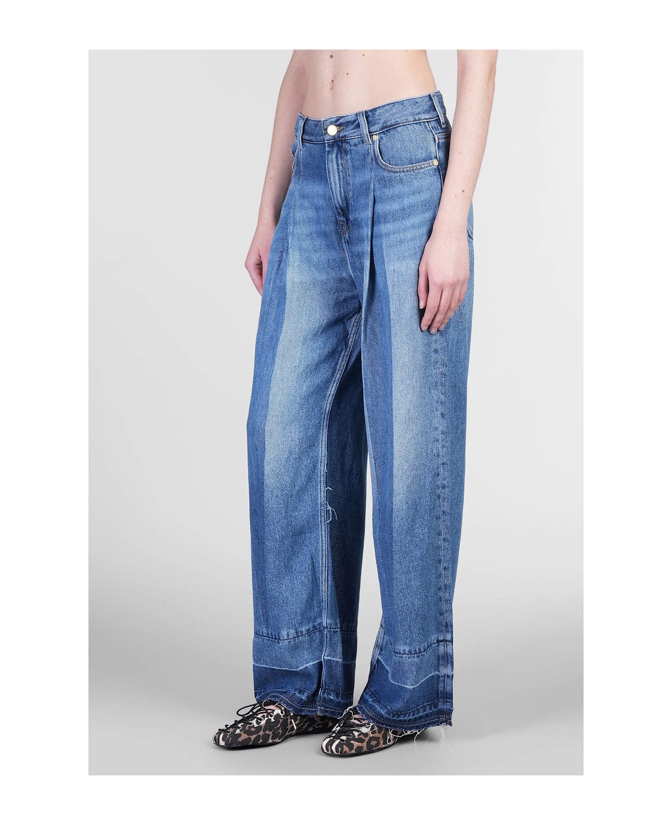 Ganni Jeans In Blue Wool And Polyester - Non definito