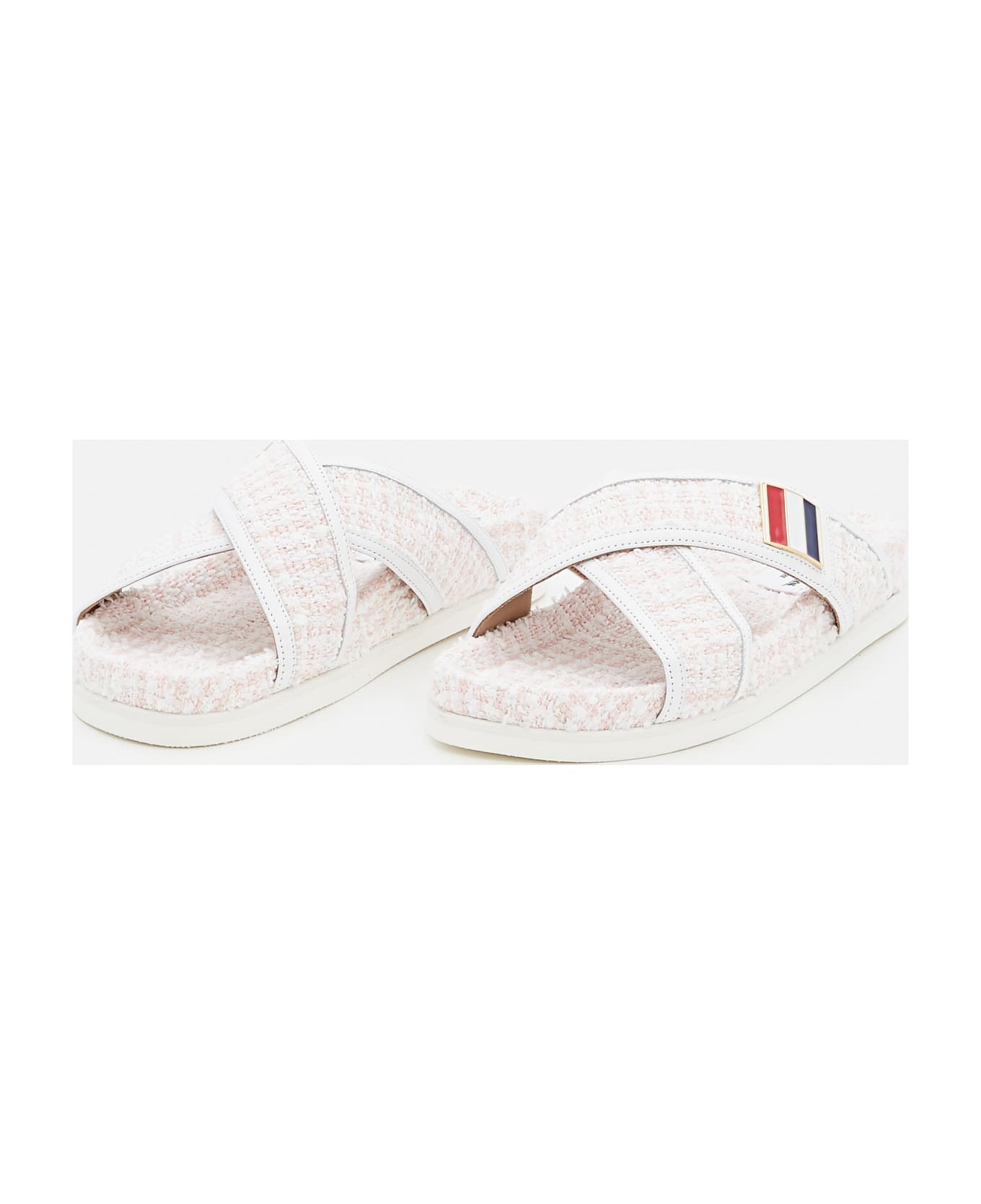 Thom Browne Criss Cross Tweed Sandals - White