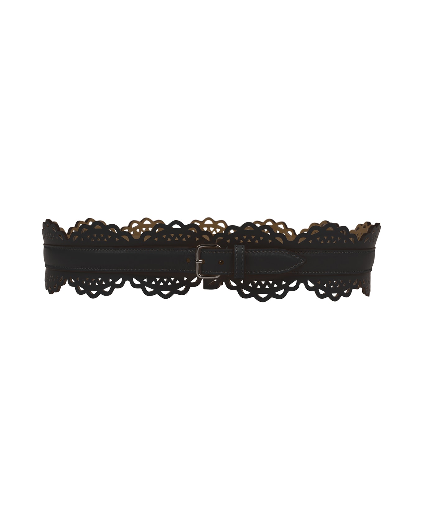 Alaia Black Perforated Leather Belt - Nero