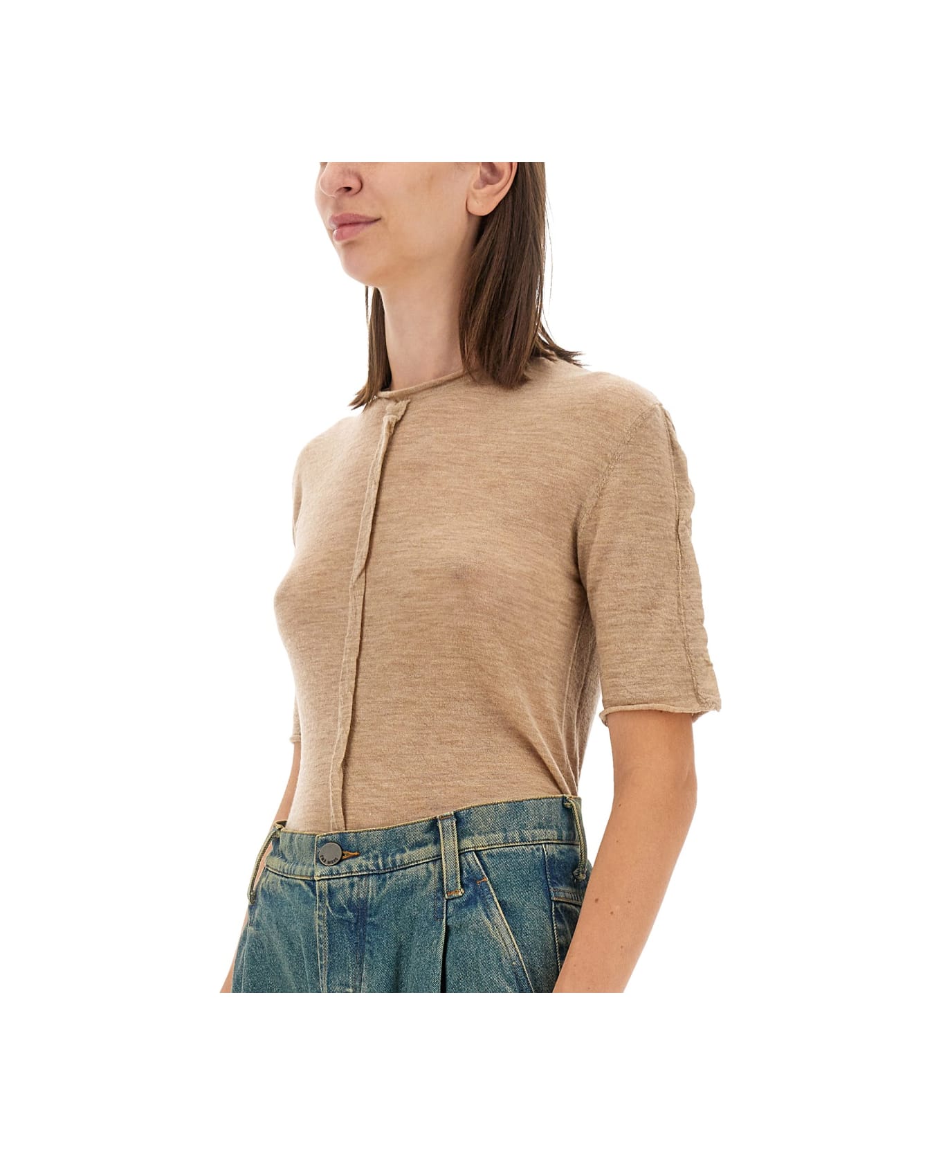 Uma Wang Cashmere T-shirt - BEIGE