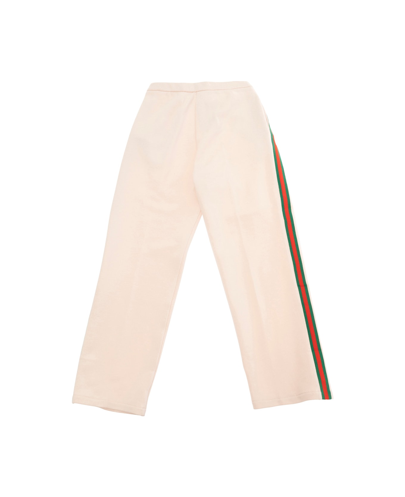 Gucci White Pants With Web Detail On The Sides In Cotton Girls - Pink