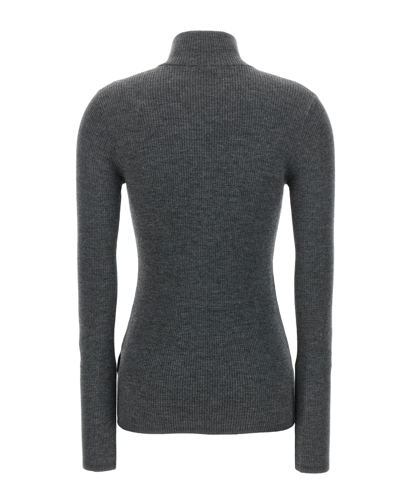 Brunello Cucinelli Half Zip Ribbed Sweater - Gray