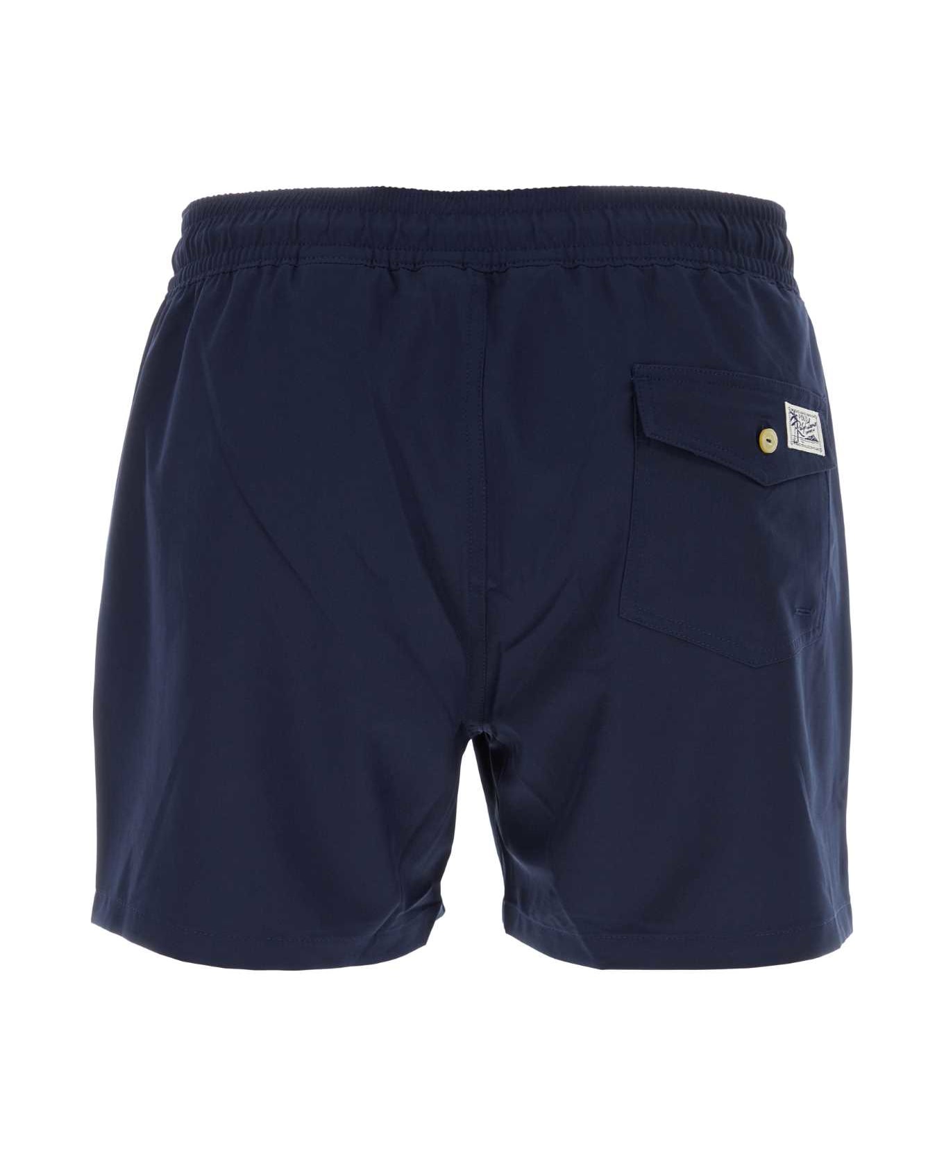 Polo Ralph Lauren Navy Blue Stretch Polyester Swimming Shorts - 004