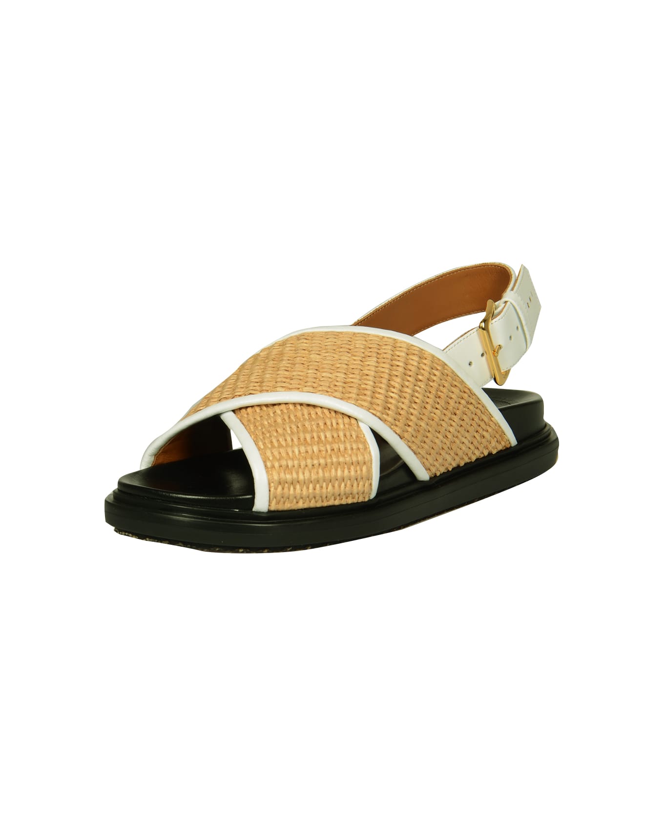 Marni Back Buckle Strap Sandals - Natural/White