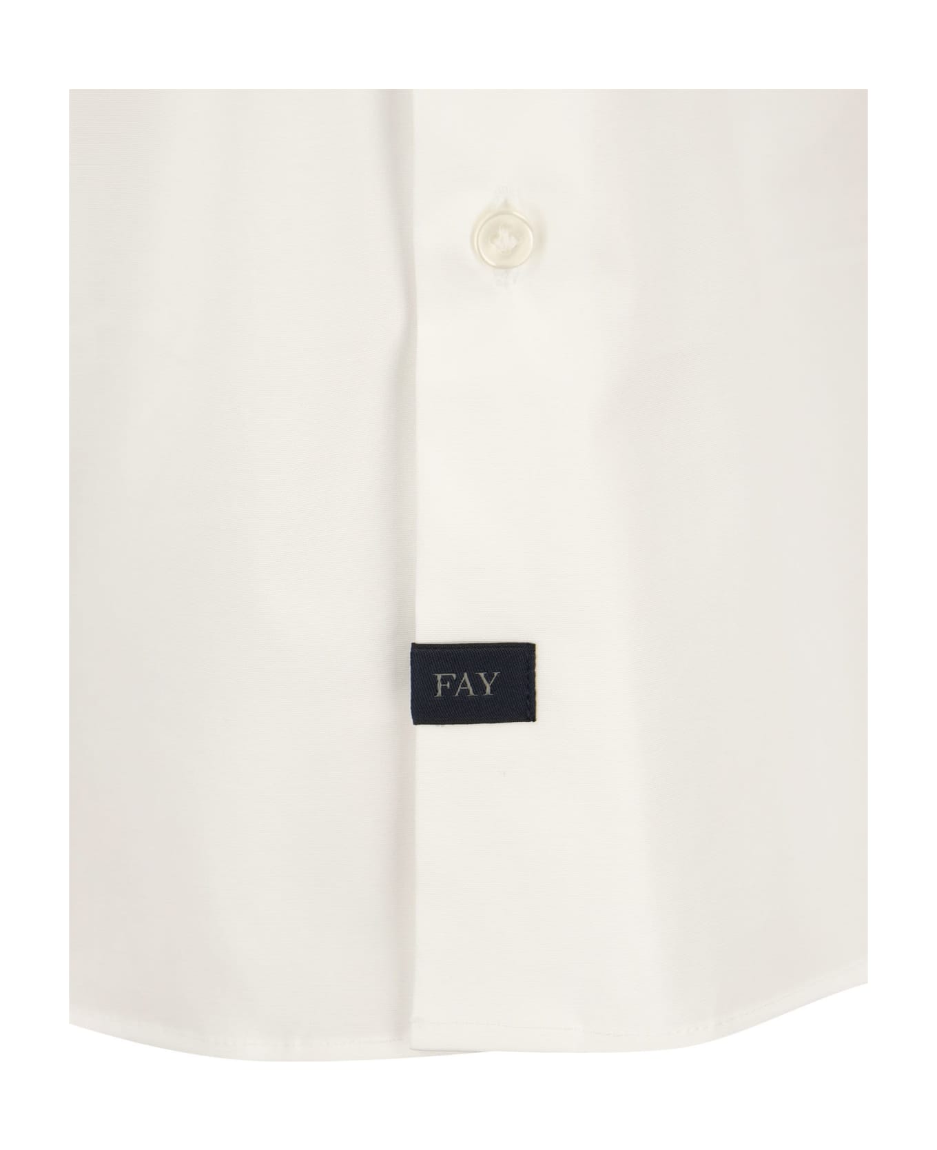 Fay Stretch French Collar Shirt - White