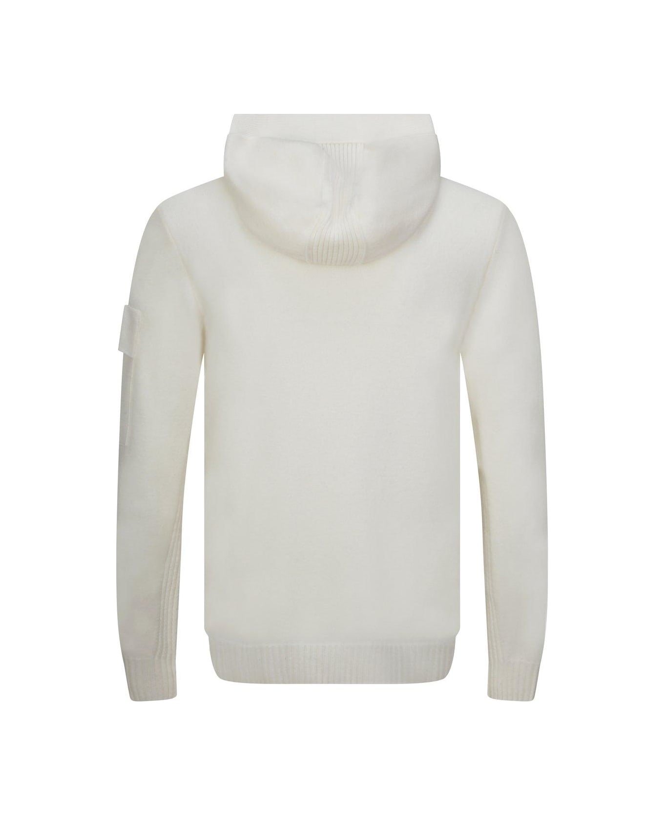 C.P. Company Logo-patch Hooded Knitted Jumper - White