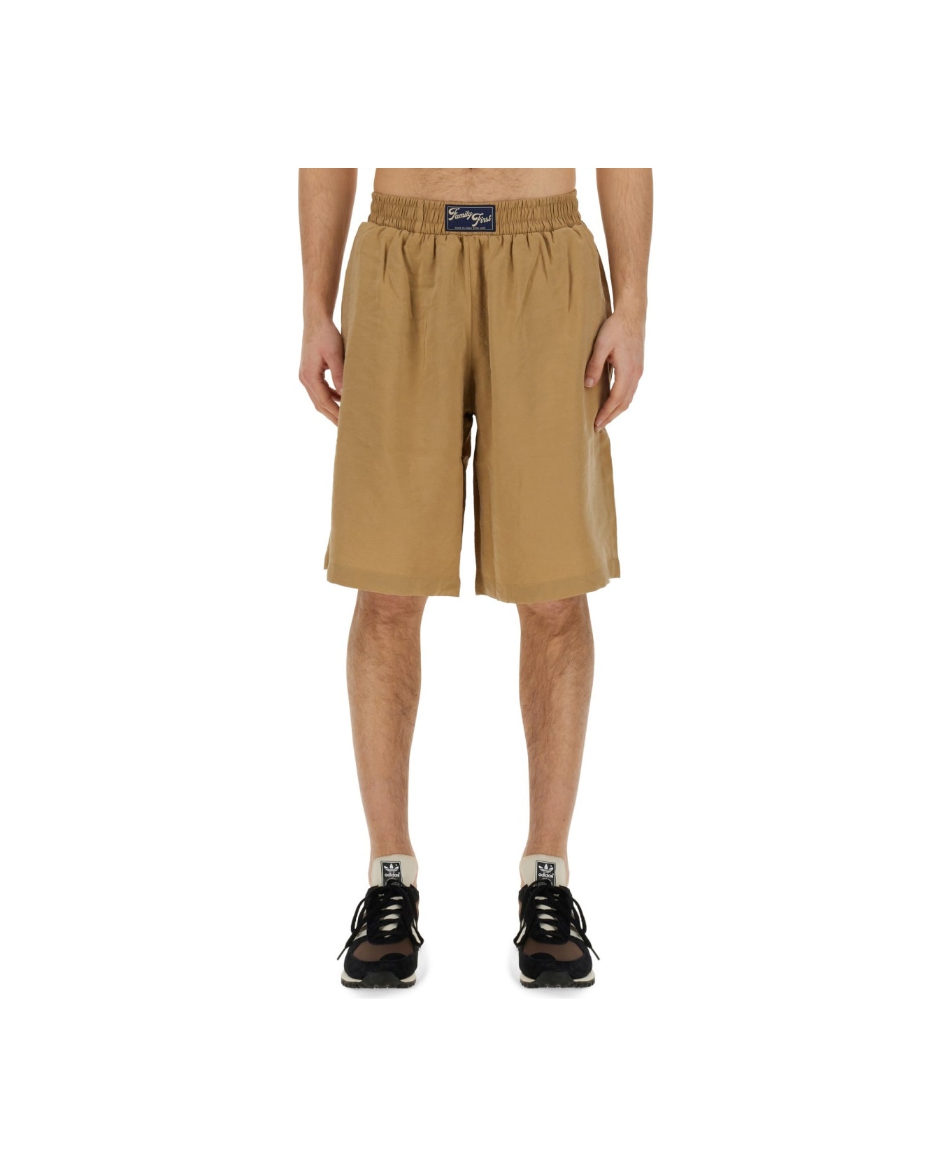 Family First Milano Bermuda With Logo - BEIGE