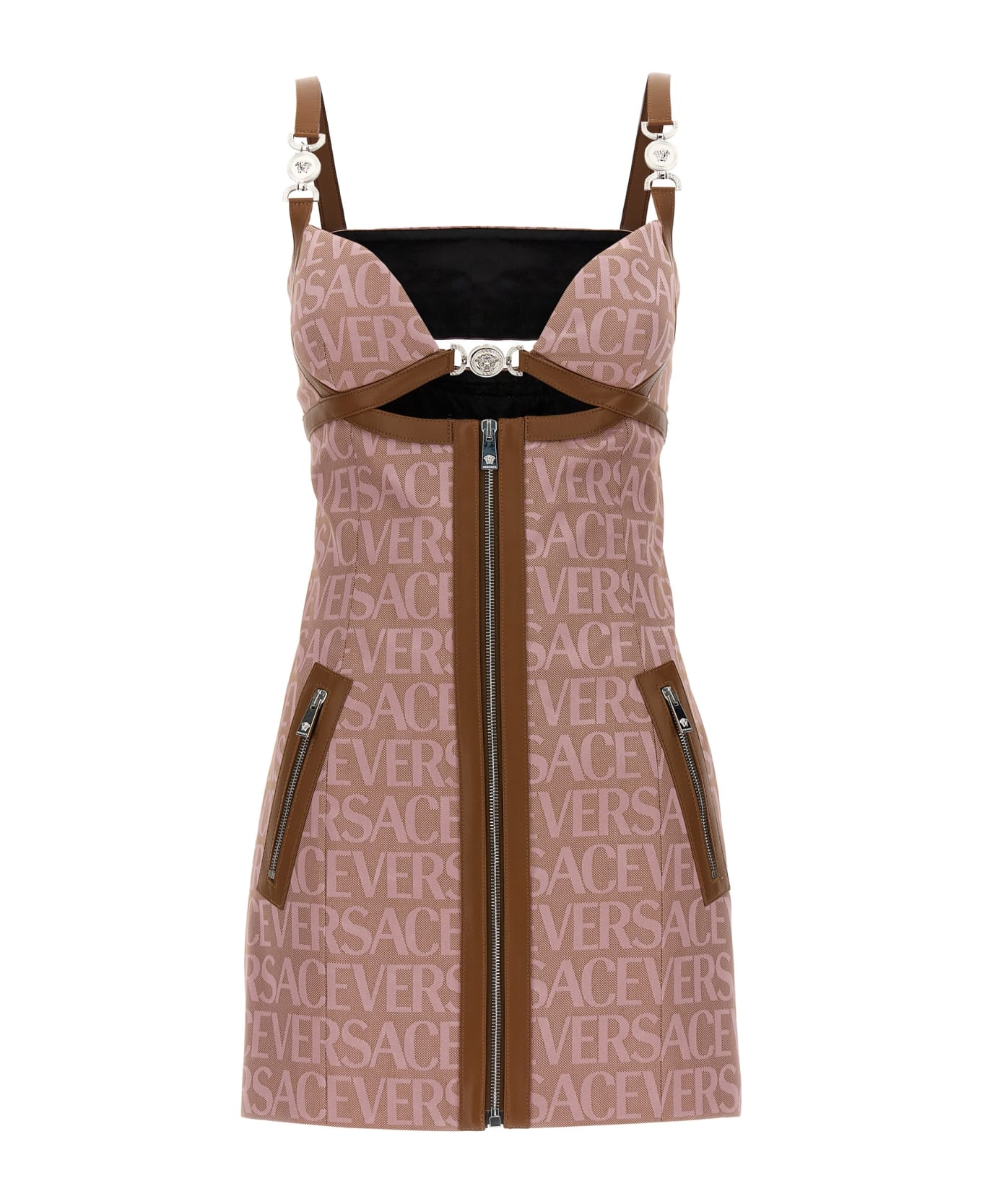 Versace Multi-zip Short Dress - Pink