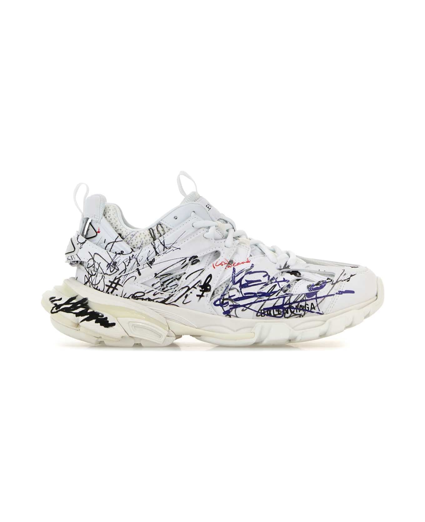 Balenciaga White Mesh And Rubber Track Sneakers - WHITEBLACKBLURED