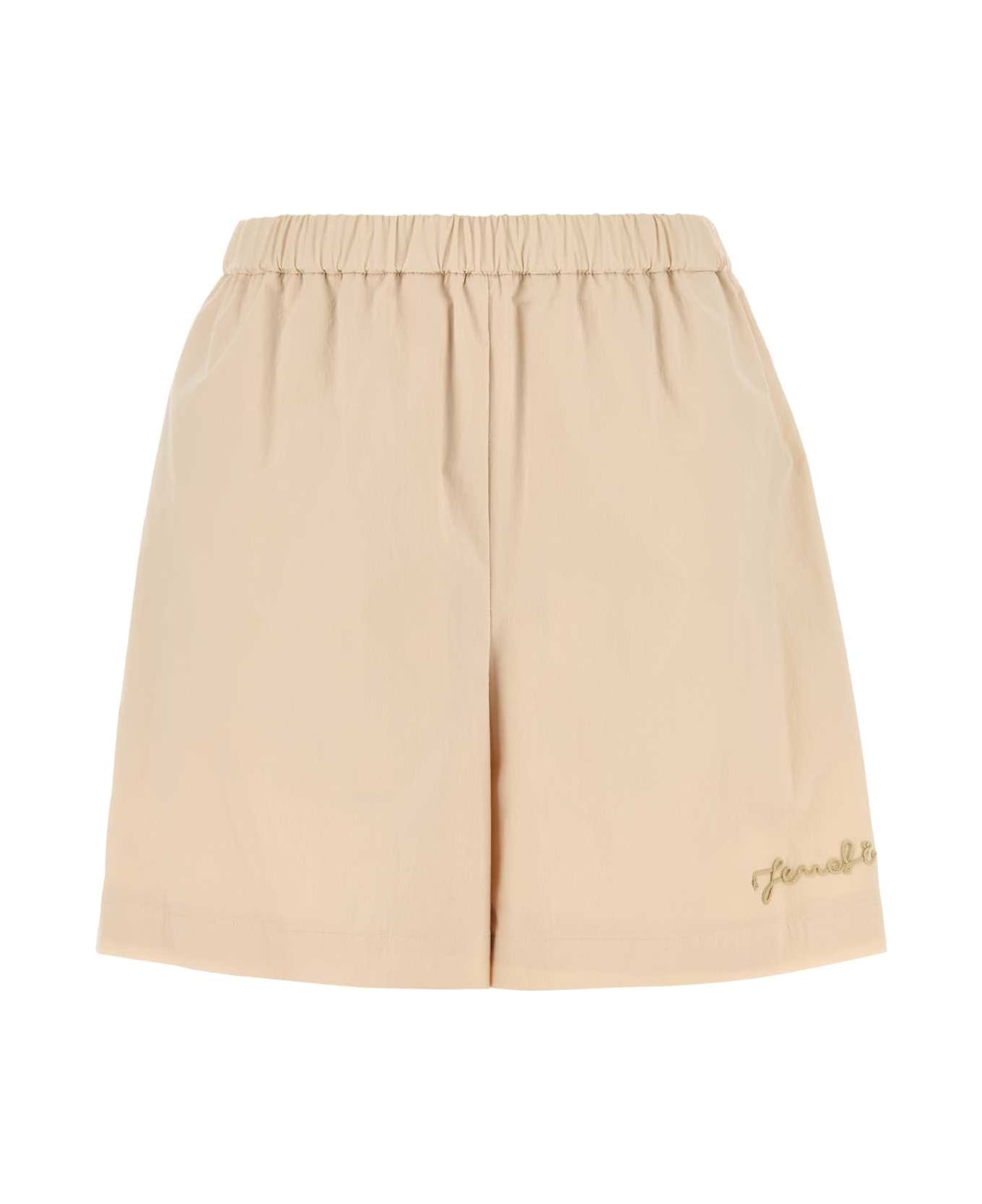 Fendi Light Pink Stretch Cotton Blend Shorts - RAFFIA-25