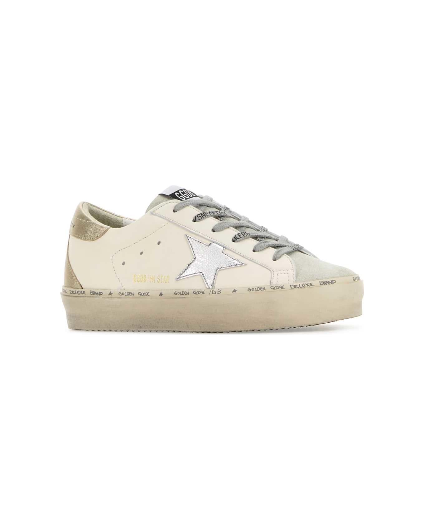 Golden Goose White Leather Hi Star Sneakers - WHITEICESILVERPLATINUM