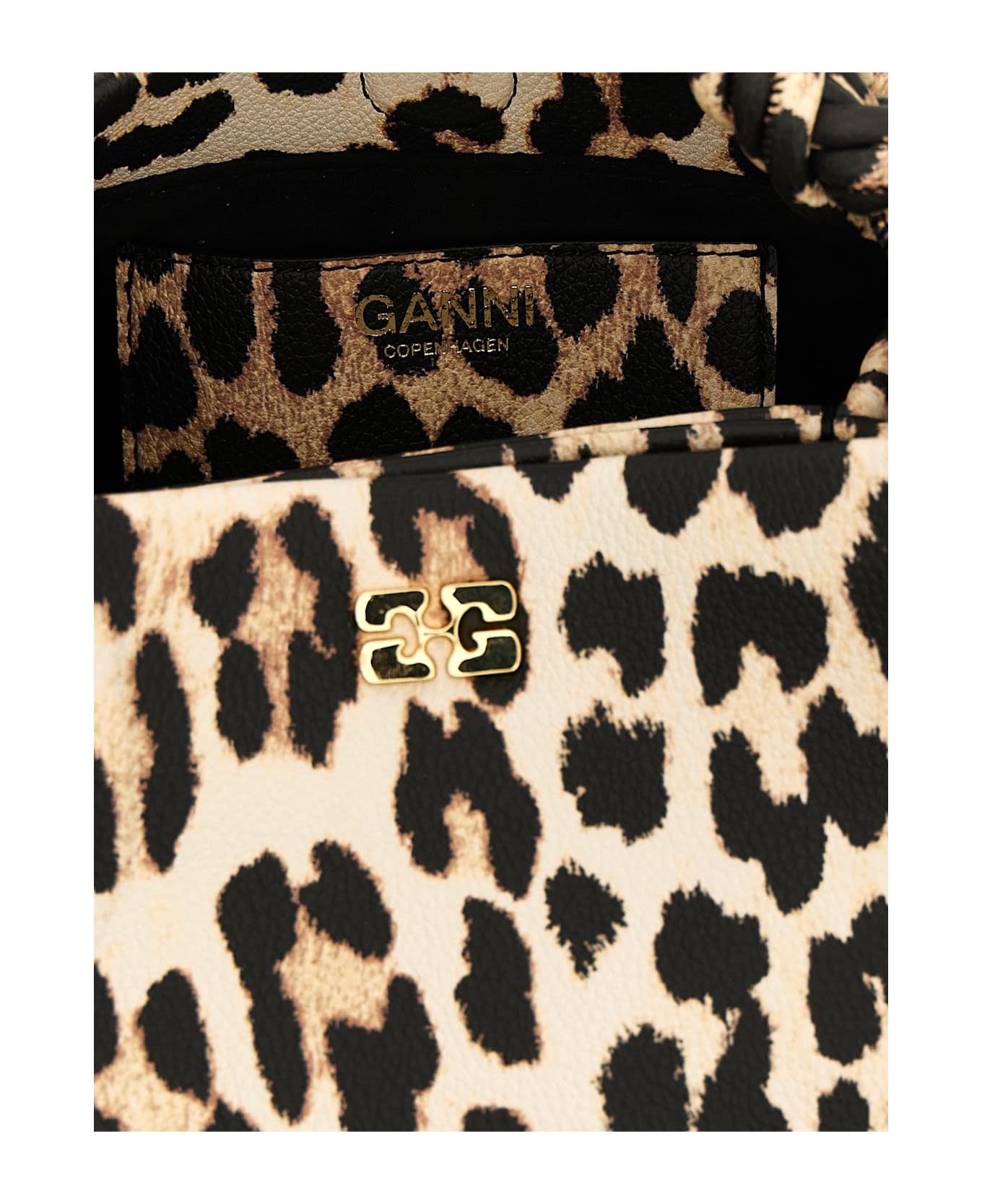 Ganni 'small Bou Bag Leopard' Handbag - Brown