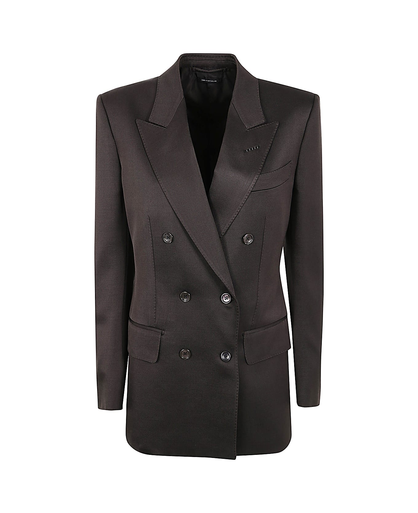 Tom Ford Silk And Wool Twill Double Breasted Jacket - Darkest Brown