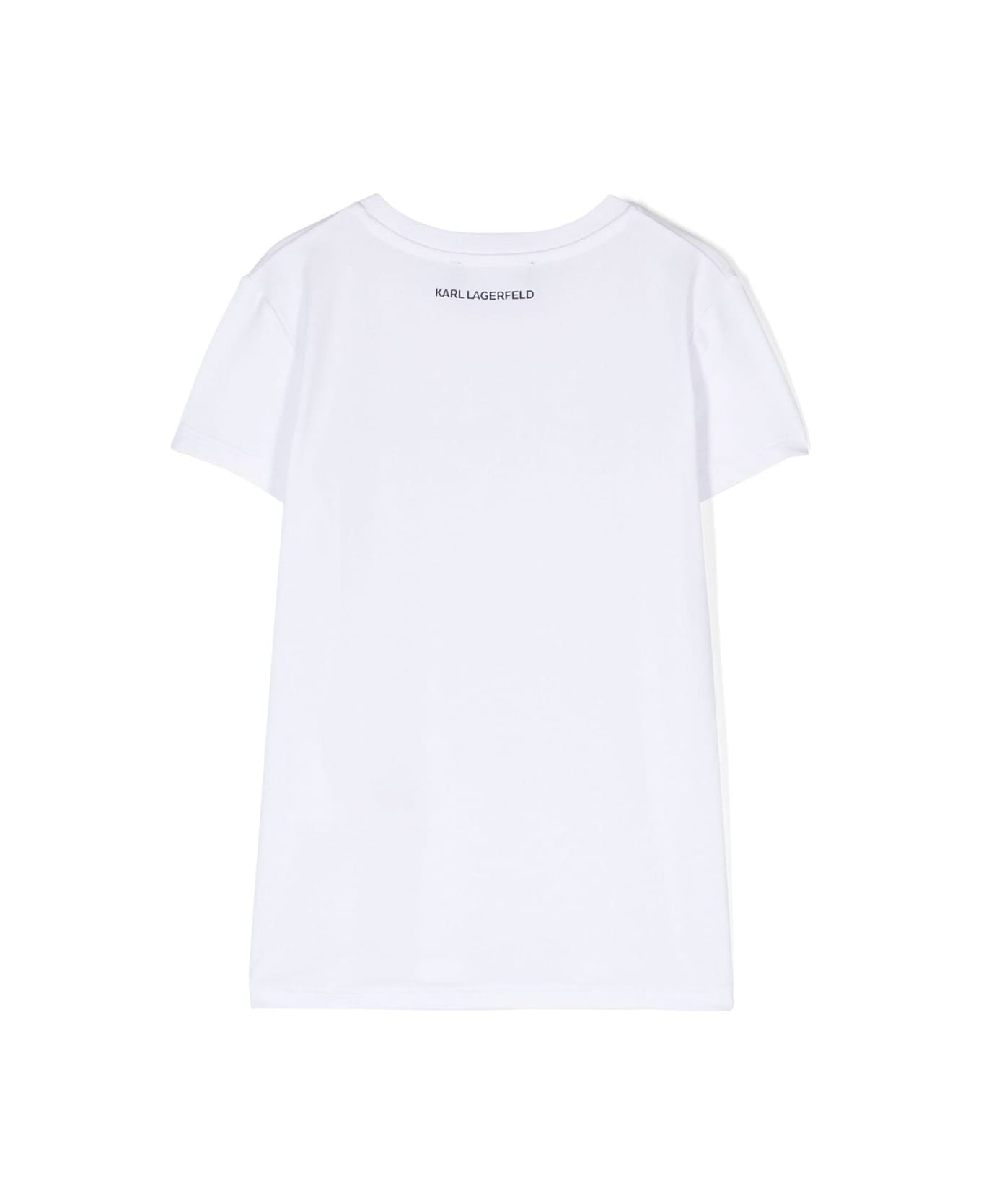 Karl Lagerfeld Kids Karl Lagerfeld T-shirt Bianca In Jersey Di Cotone Bambina - Bianco Tシャツ＆ポロシャツ