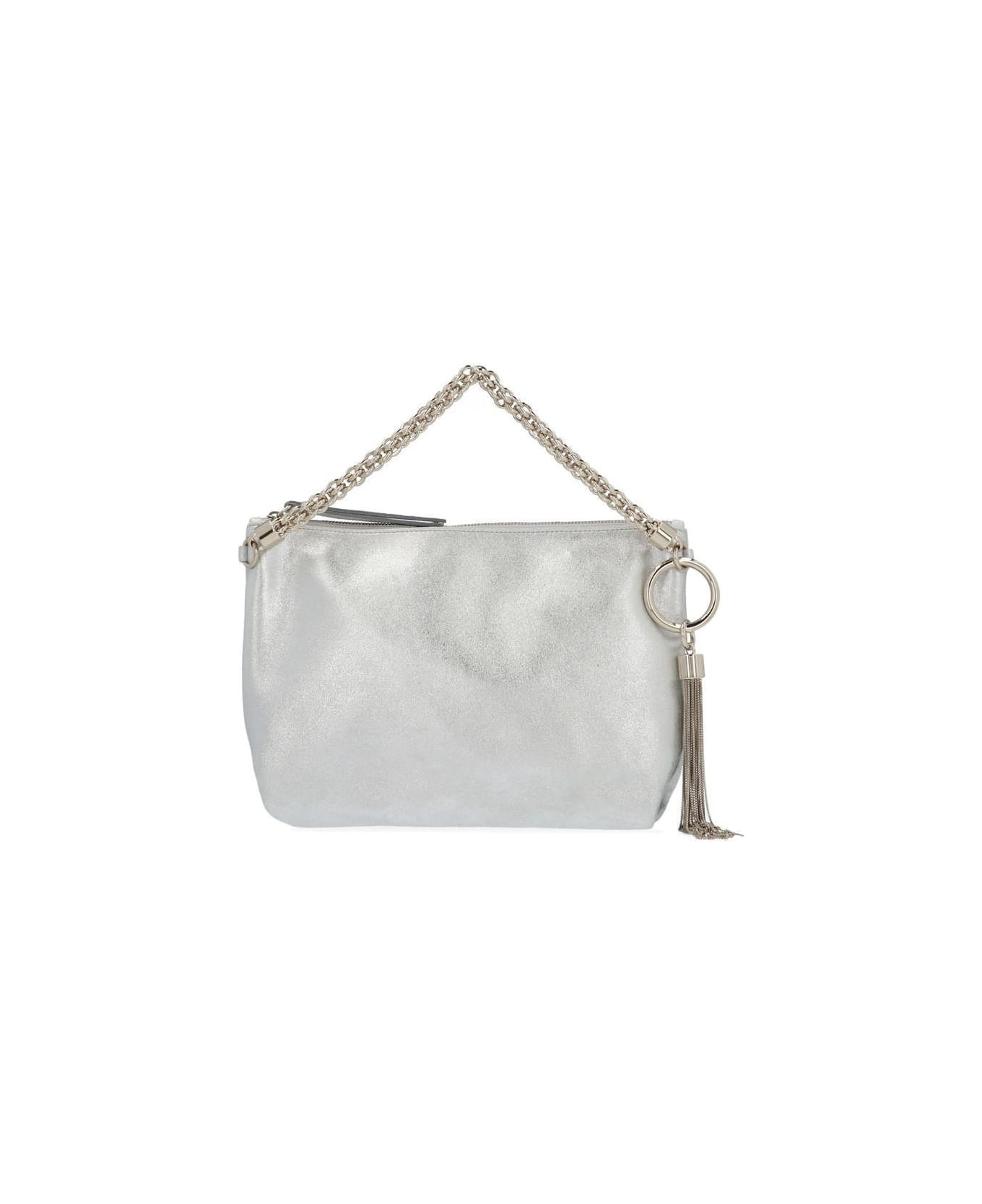 Jimmy Choo Callie Metallic Clutch Bag - Argento トートバッグ