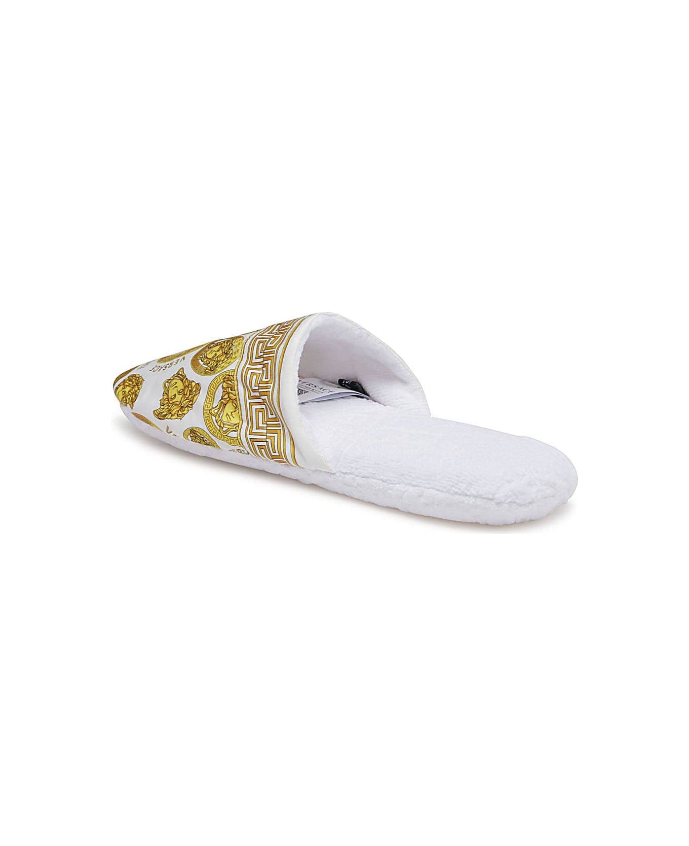 Versace Medusa Printed Slippers - White