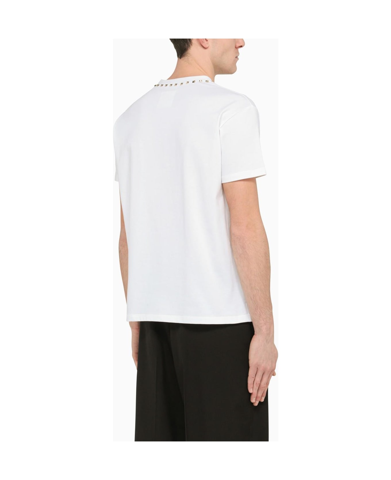 Valentino White Crew-neck T-shirt With Studs