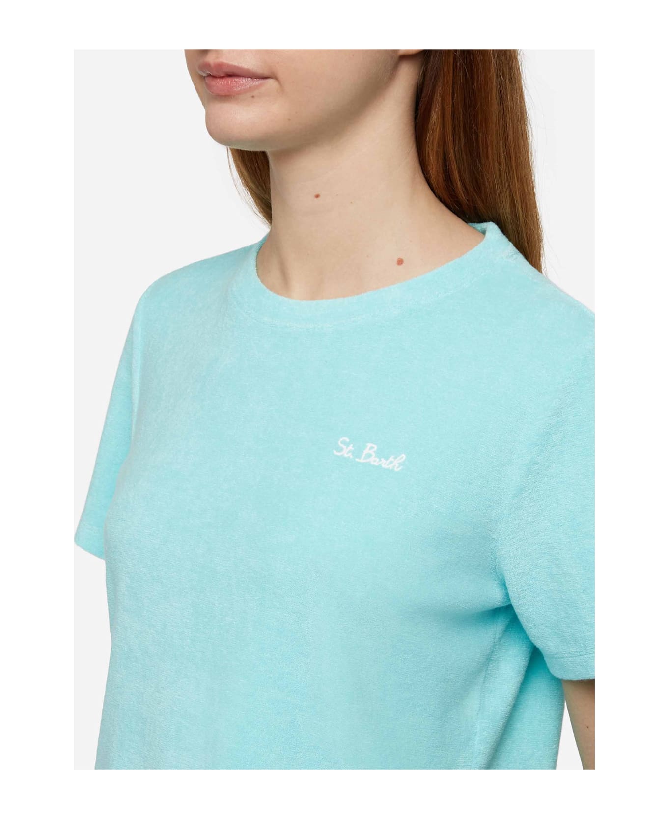MC2 Saint Barth Water Green Terry Cotton T-shirt Aleja - GREEN