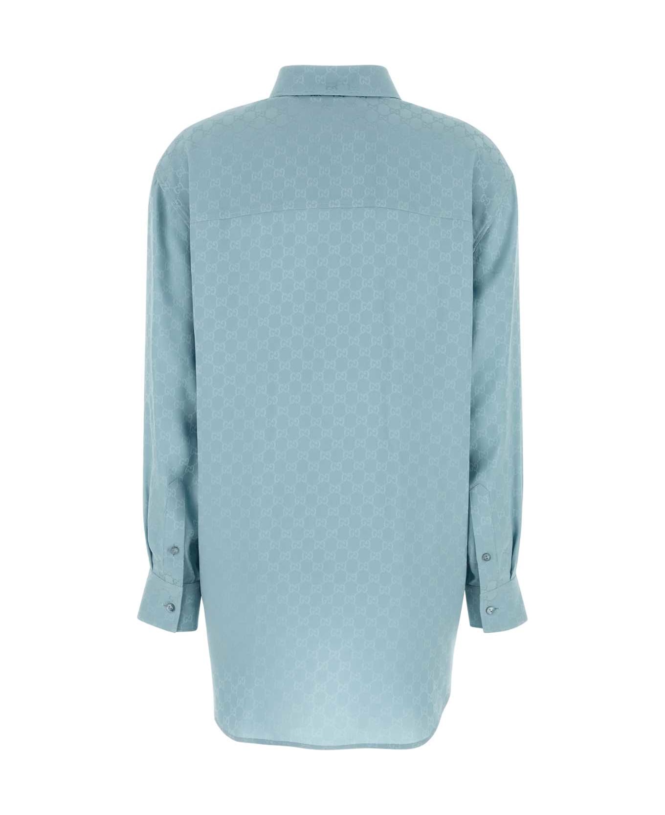 Gucci Light Blue Silk Oversize Shirt - BLU