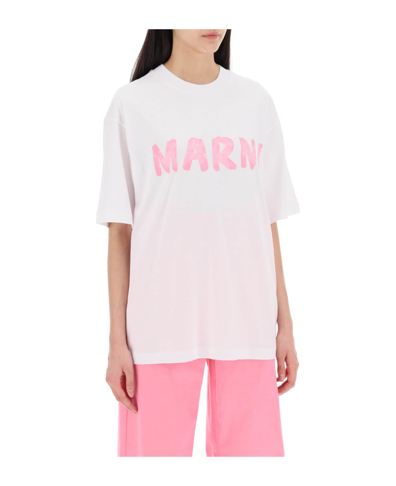 Marni T-shirt With Maxi Logo Print - LILY WHITE (White)