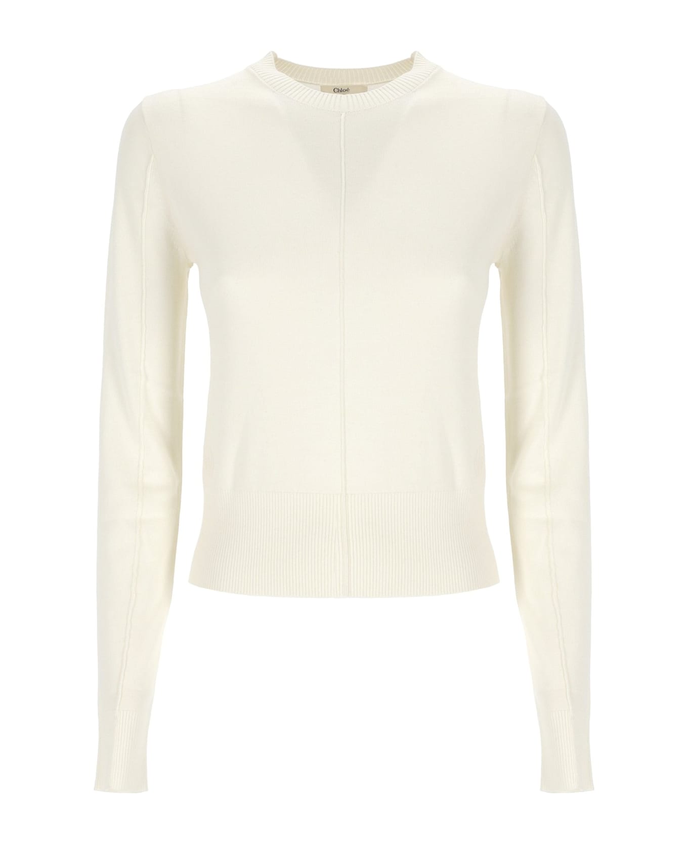 Chloé Crewneck Long-sleeve Top - White