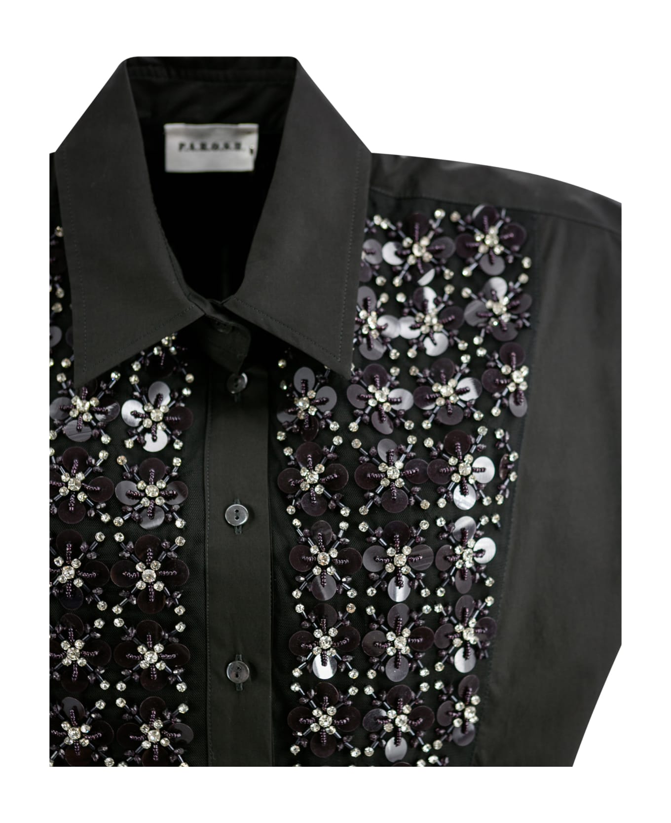 Parosh Shirt With Sequin Embroidery - Black シャツ