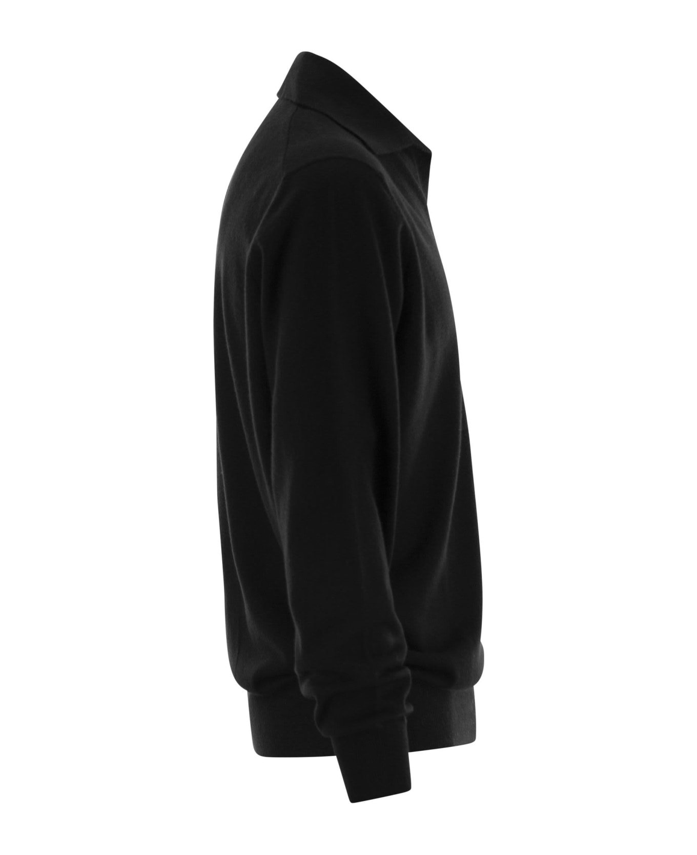 Brunello Cucinelli Cashmere Polo Neck Sweater - Black