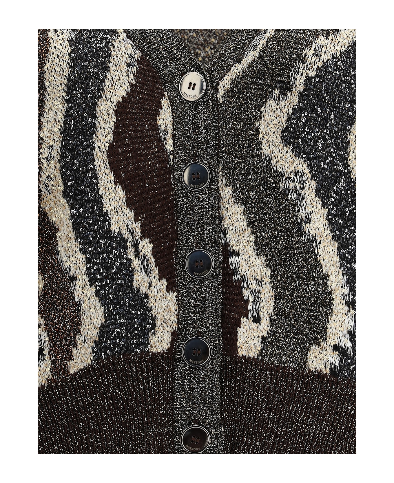 Missoni Wave Pattern Boxy Cardigan - BROWN TONES STRIPES