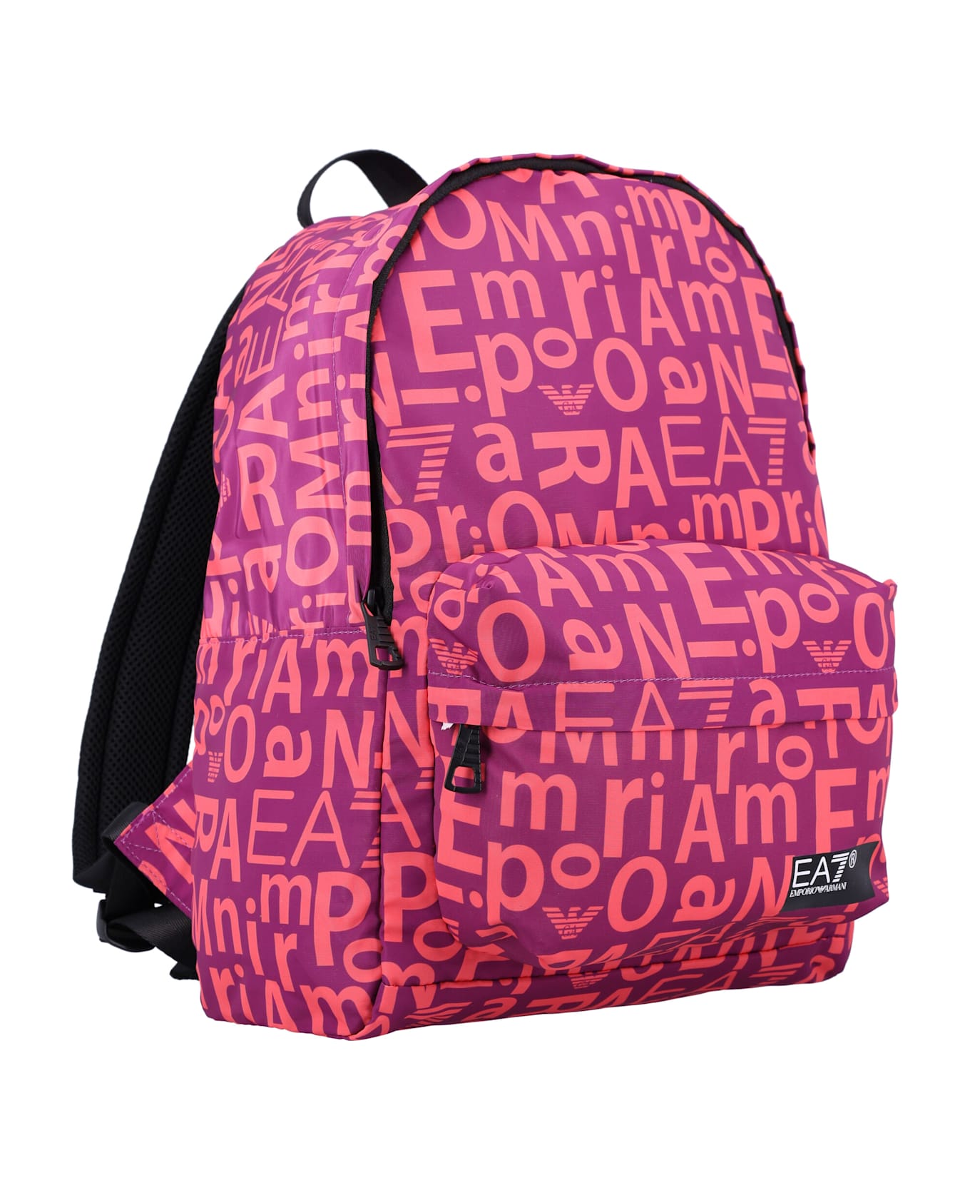 EA7 Allover Logo Print Backpack - Fuchsia