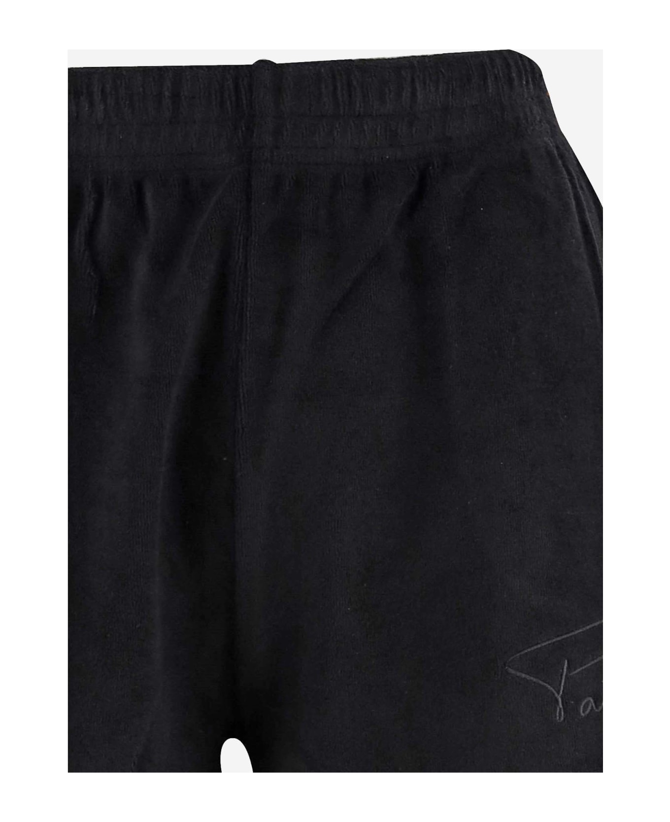 Patou Cotton Terry Short Pants With Logo - Black