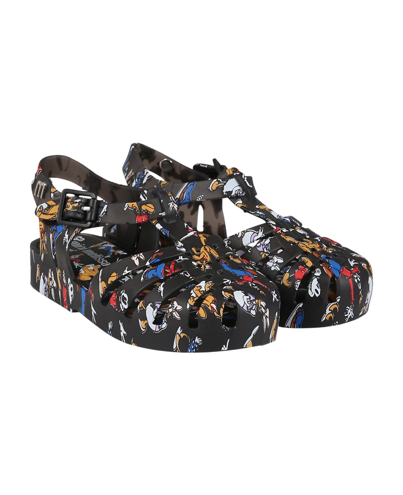 Melissa Black Sandals For Boy With Disney Characters - Black