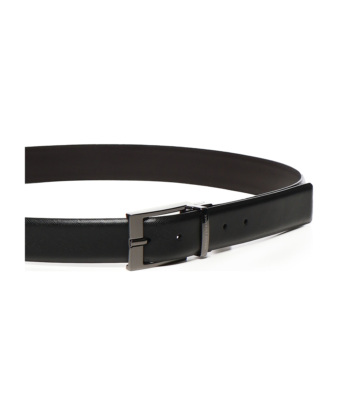 Armani Exchange Reversible Leather Belt - Black/Dark Brown