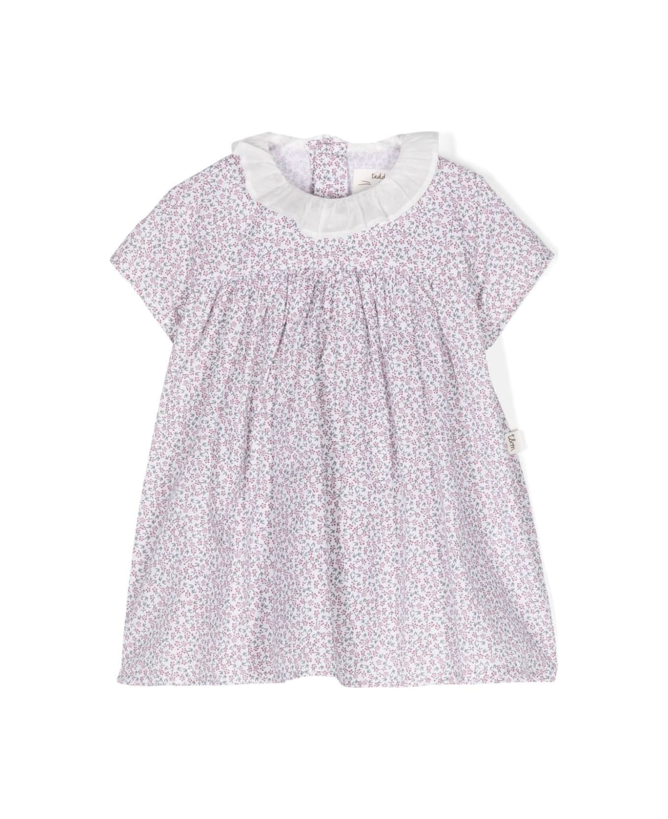 Teddy & Minou Pink And White Flower Print Dress - Multicolour ボディスーツ＆セットアップ
