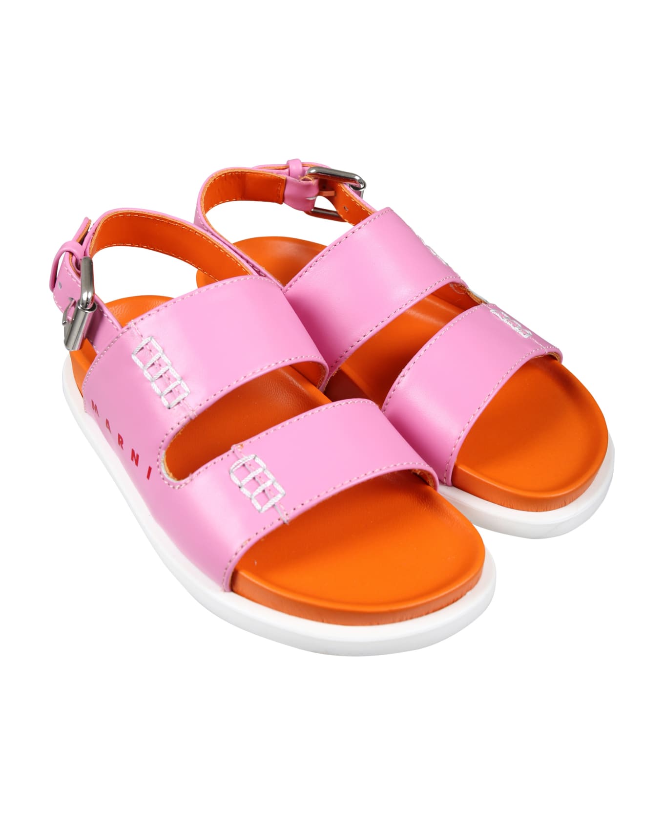 Marni Pink Sandals For Girl With Logo - Pink