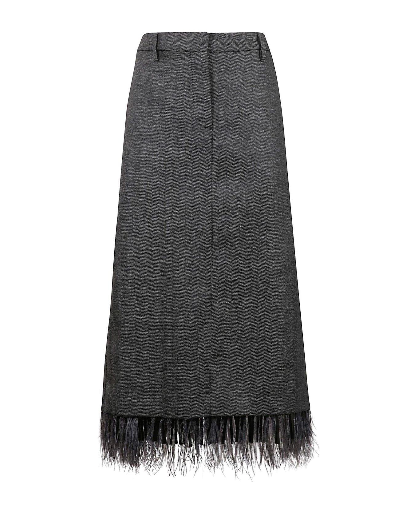 Brunello Cucinelli Feather-trimmed Zipped Skirt - nero