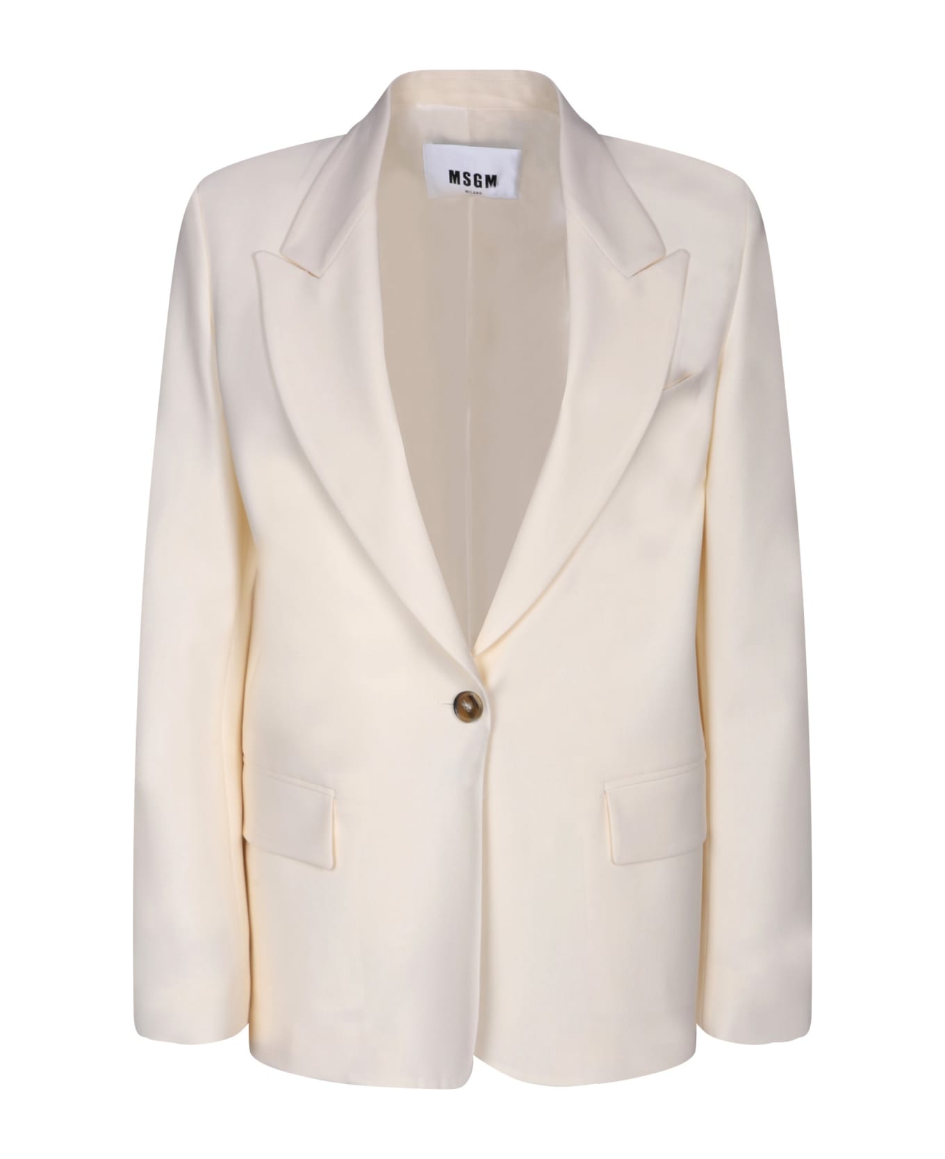 MSGM Single-breasted White Jacket - White