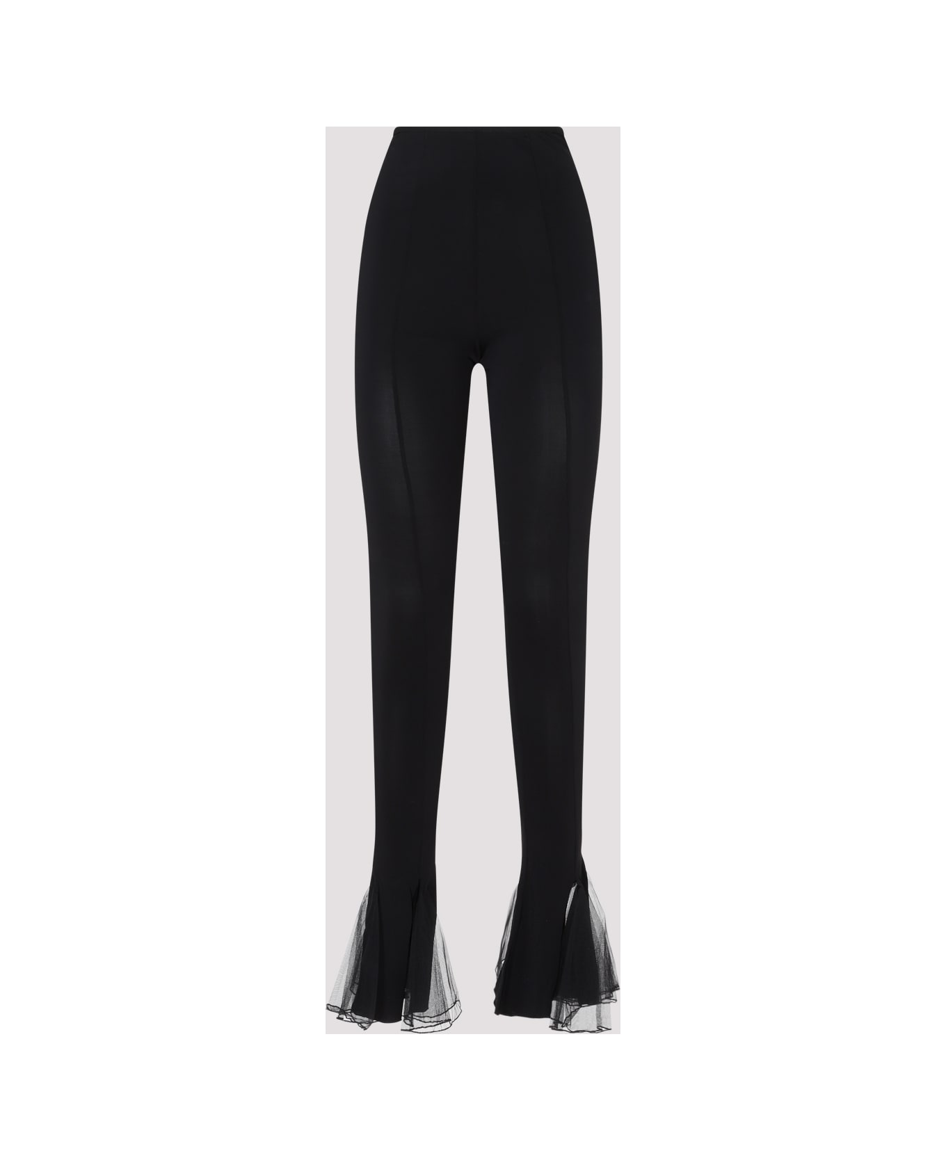 Nensi Dojaka Fitted Sheer Frilled Hem Trousers - Black