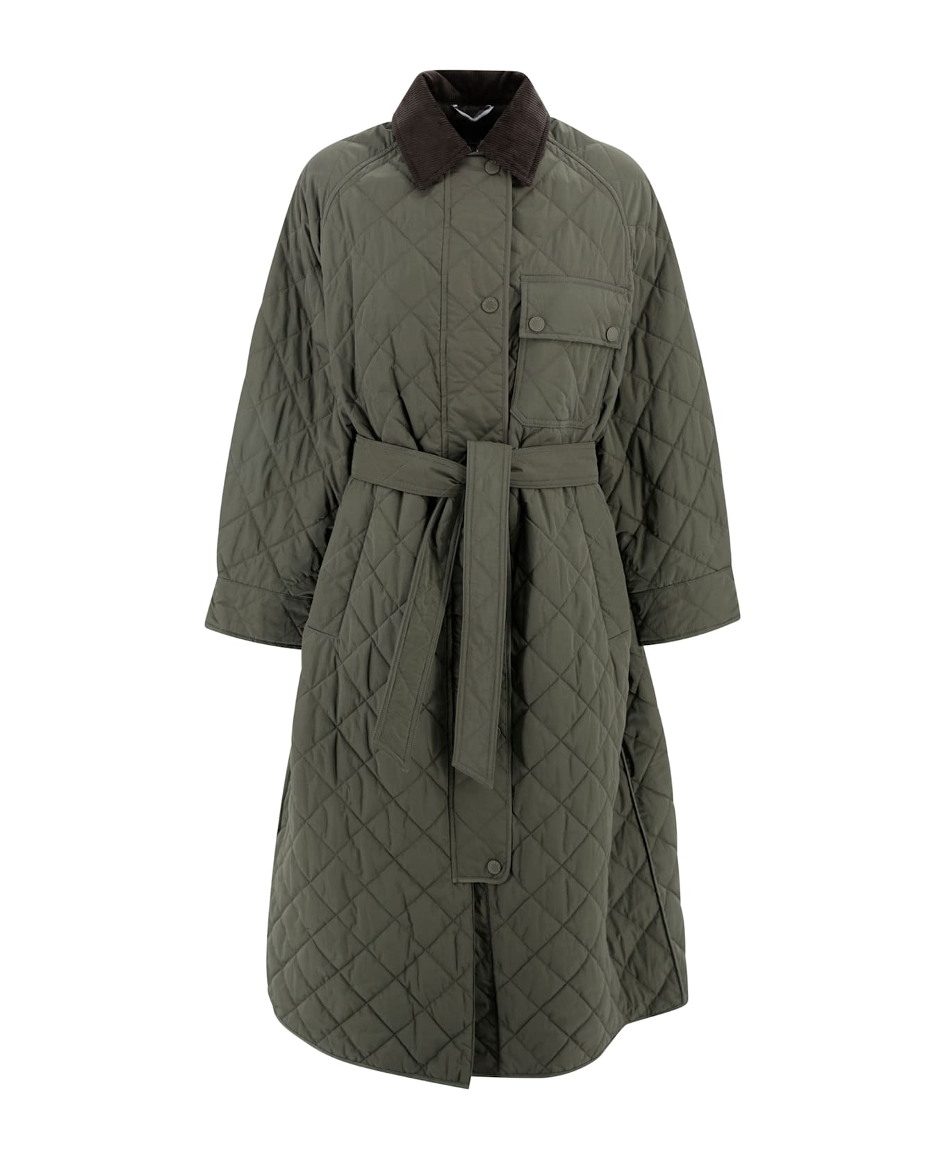 Weekend Max Mara Long Quilted Jacket - Kaki
