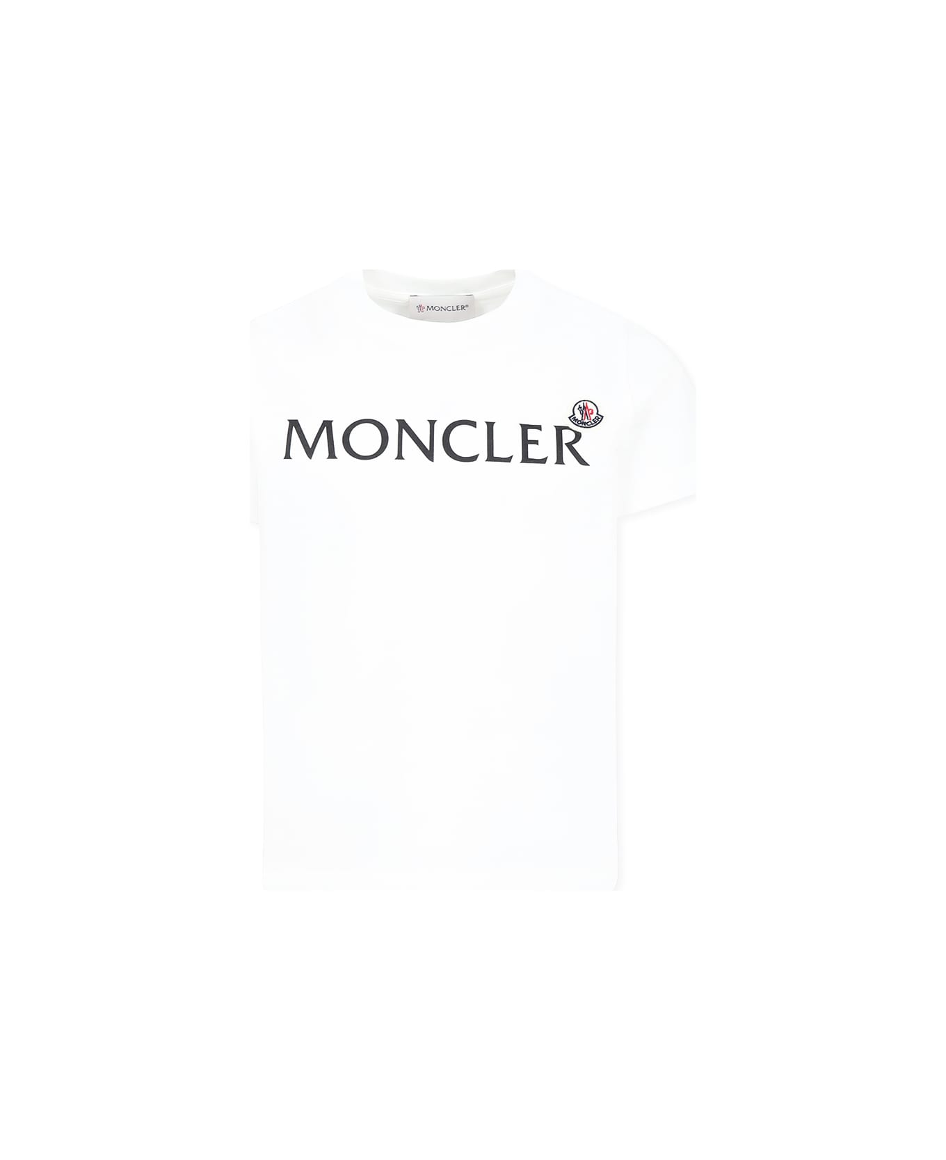 Moncler White T-shirt For Kids With Logo - White