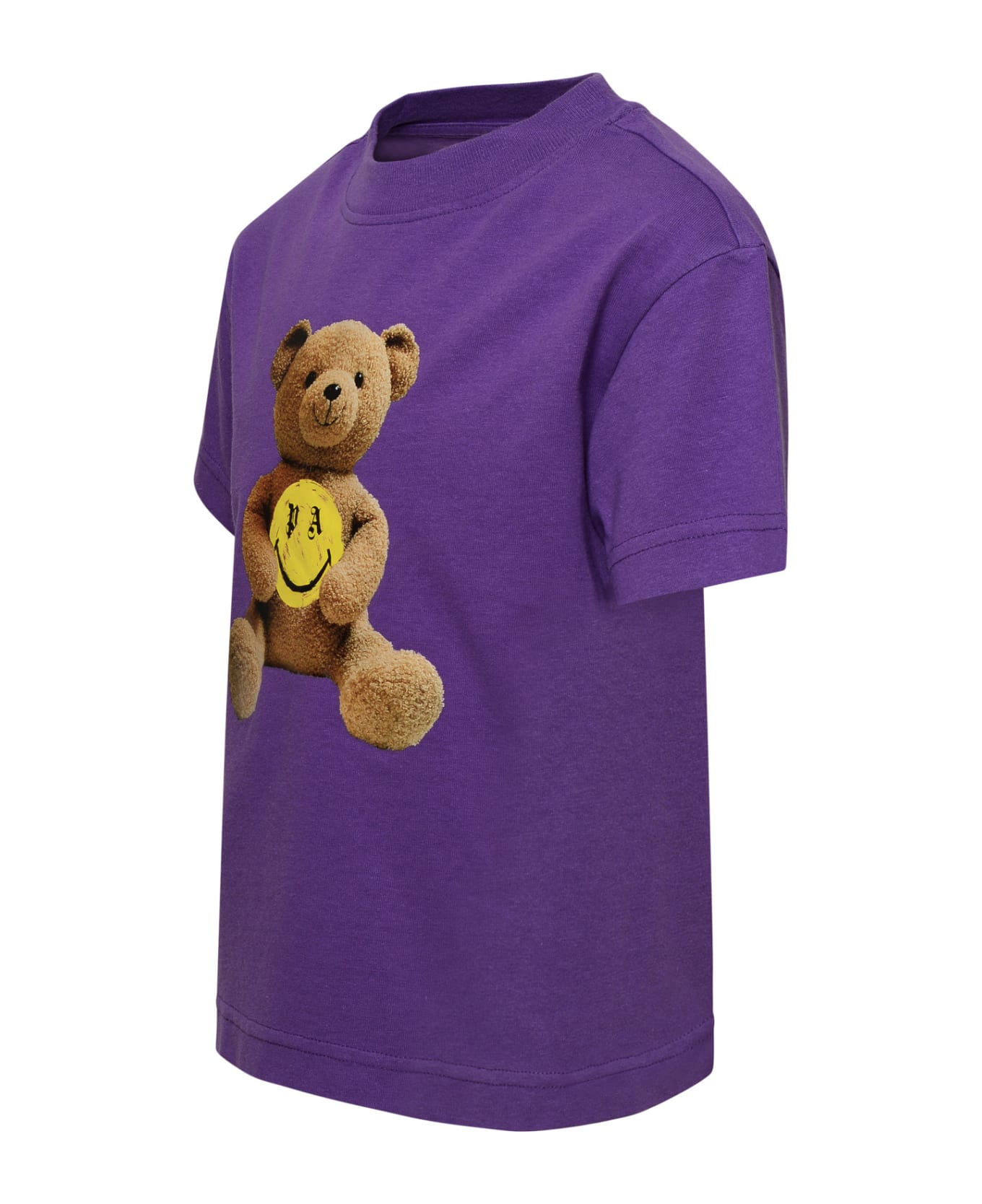 Palm Angels 'smiley Bear' Purple Cotton T-shirt - Violet