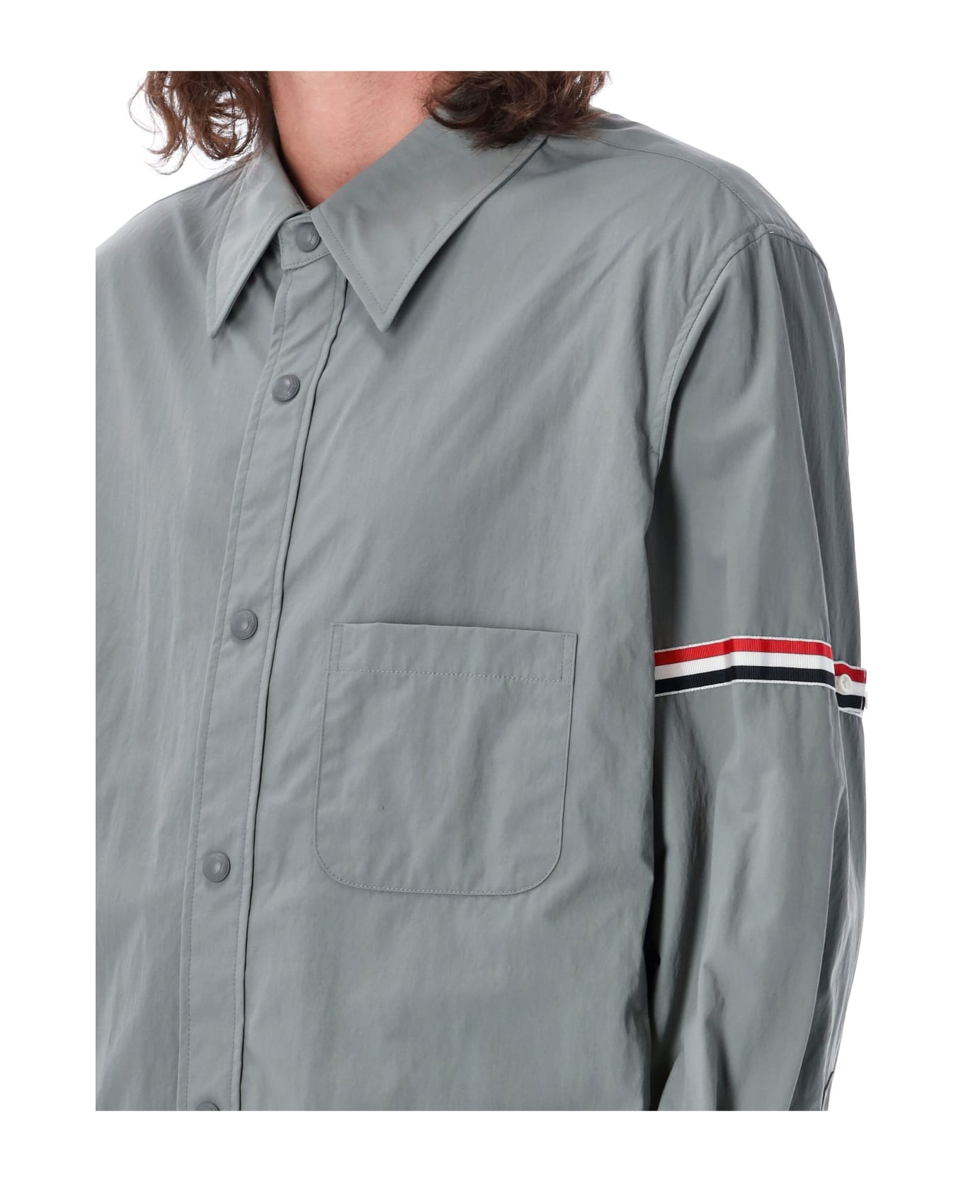 Thom Browne Rwb Armband Piquè Shirt Jacket - Med Grey