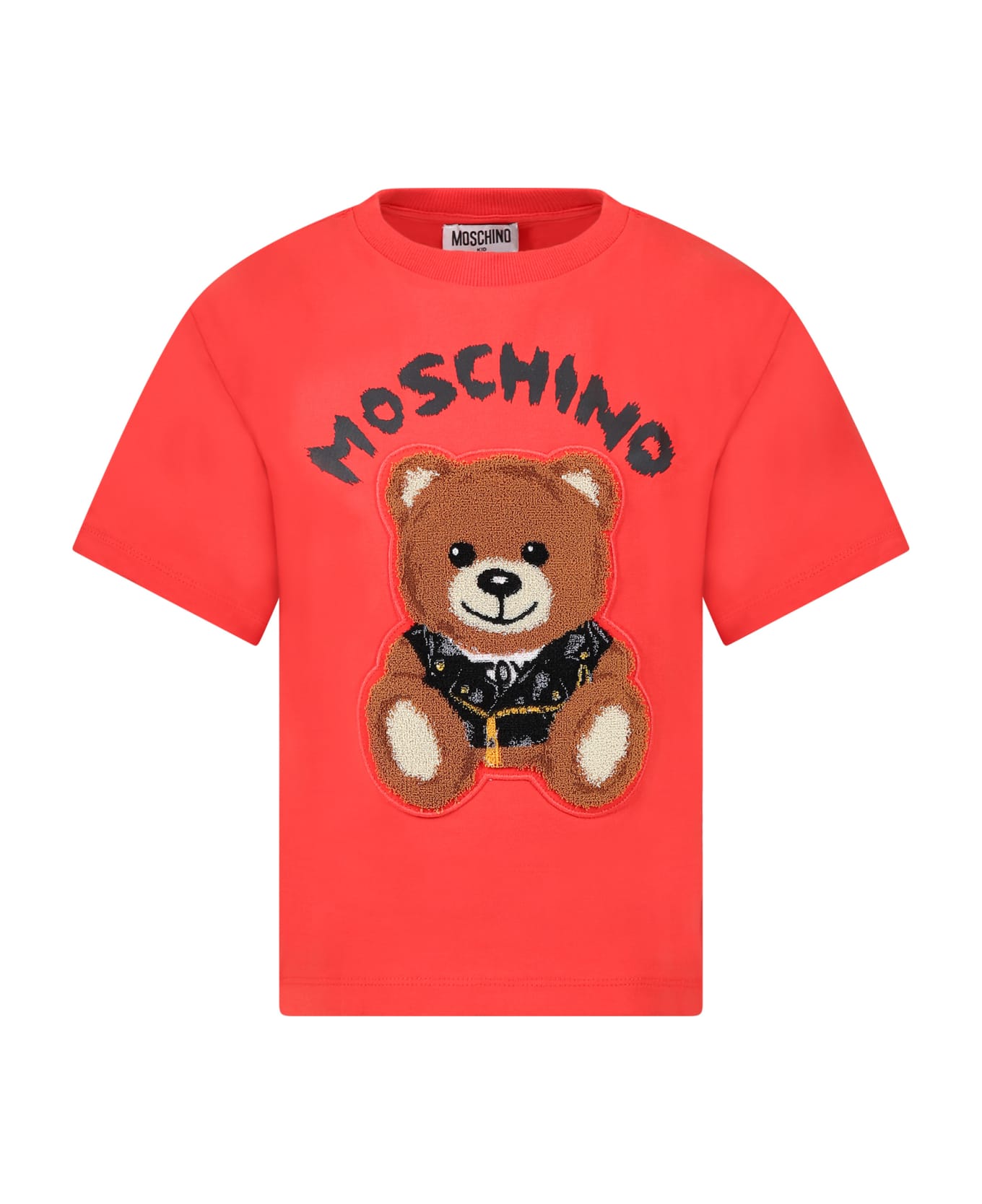 Moschino Red T-shirt For Kids With Logo And Teddy Bear - Red
