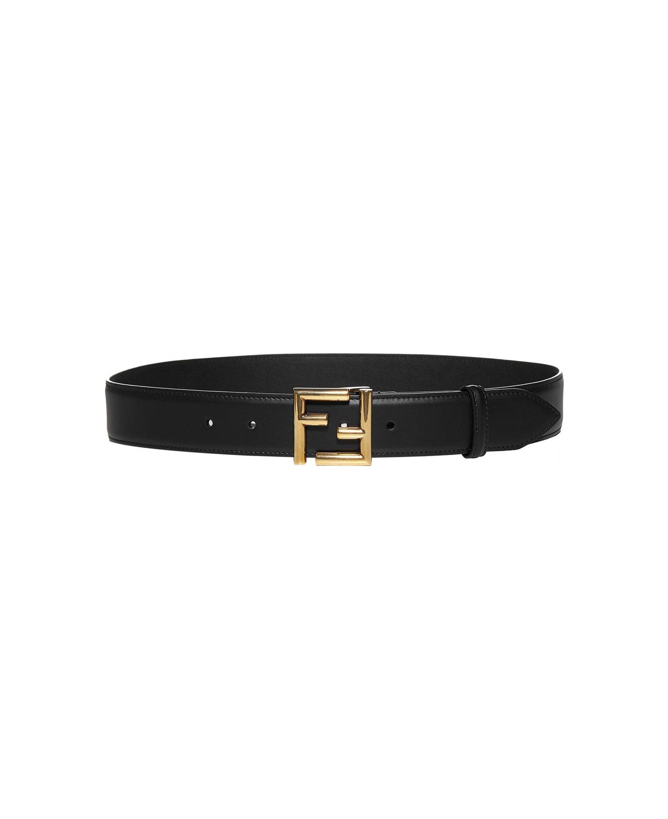 Fendi Ff Logo Plaque Buckle Belt - Nero/Oro