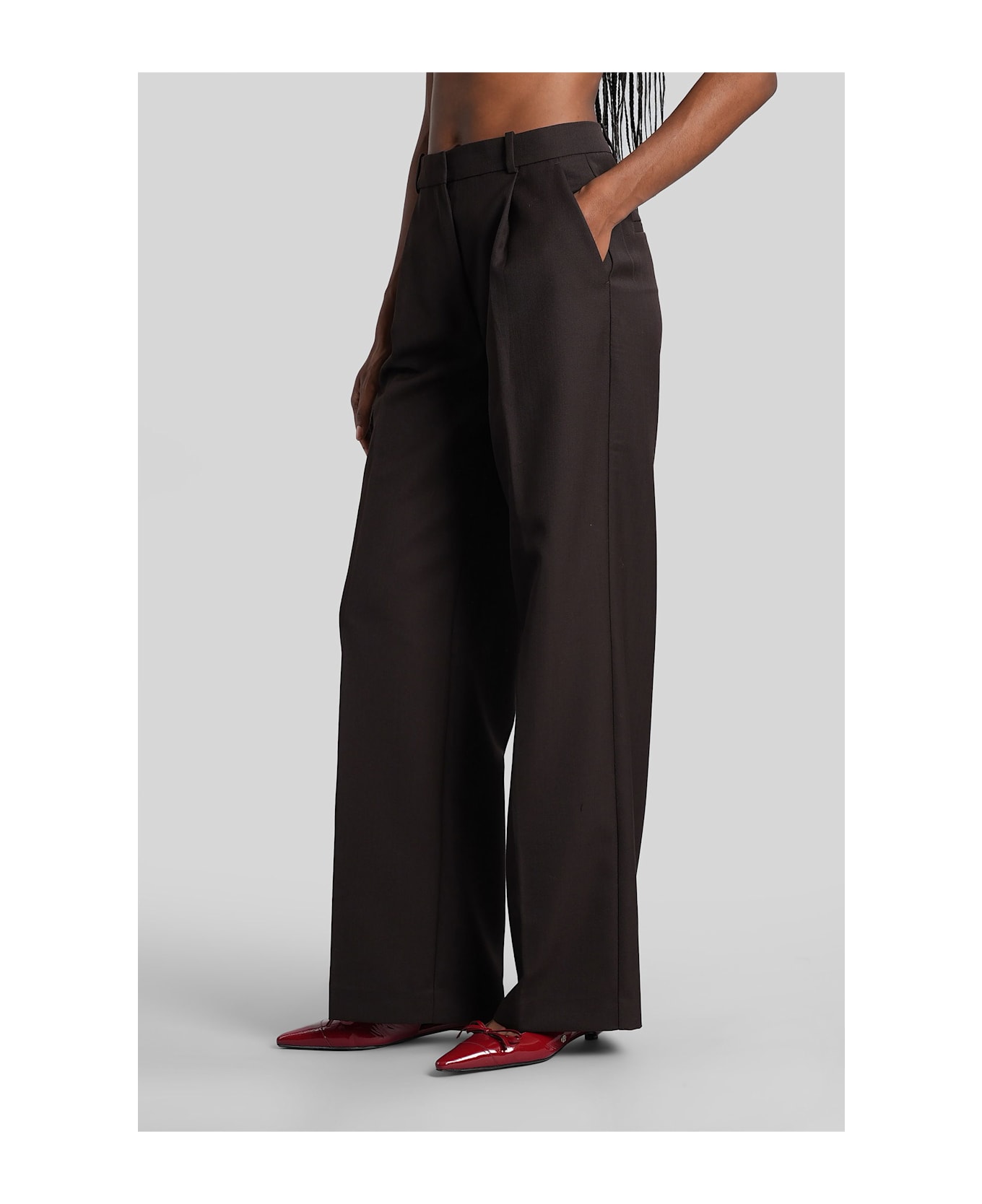 Anine Bing Trent Pants In Brown Leather - brown