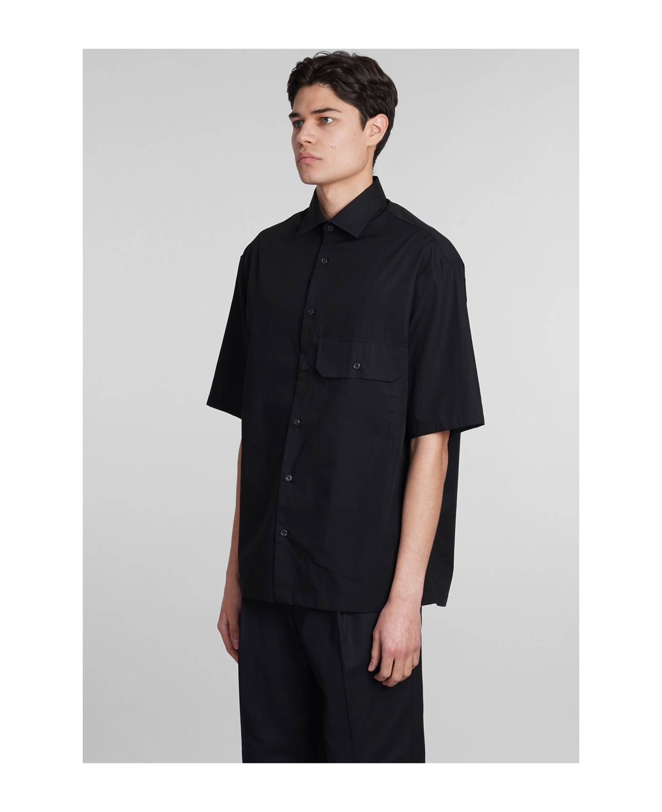 Emporio Armani Shirt In Black Cotton - Nero