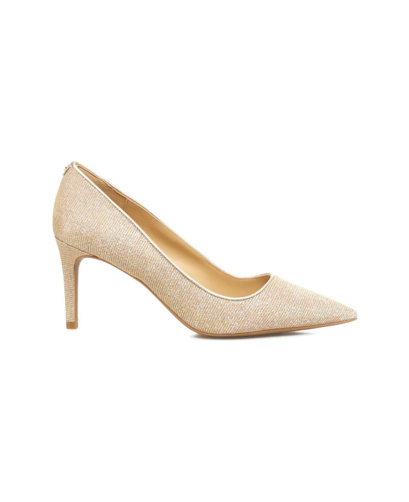 Michael Kors Collection Glittered Pointed Toe Pumps - Camel Multi