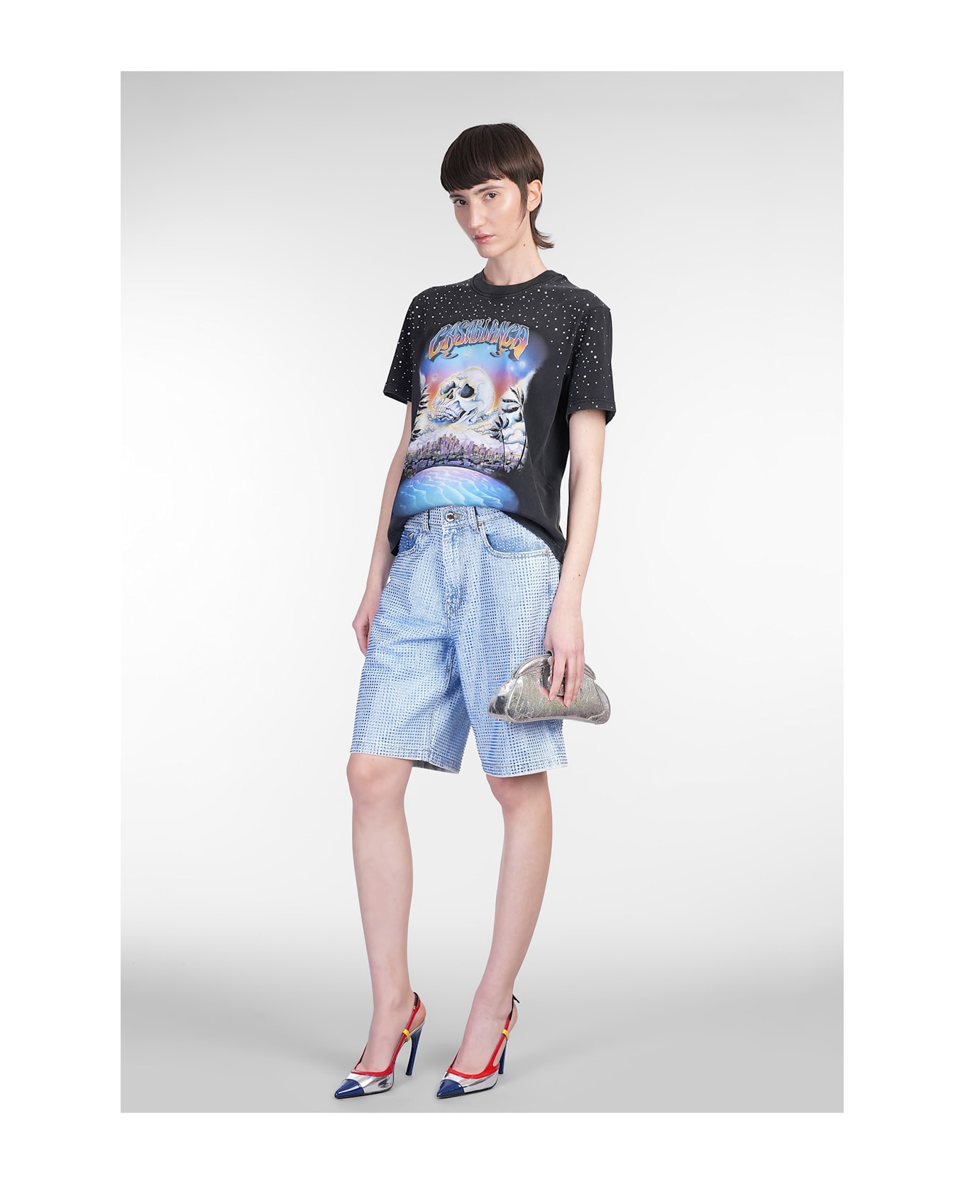 Casablanca Shorts In Blue Denim - blue