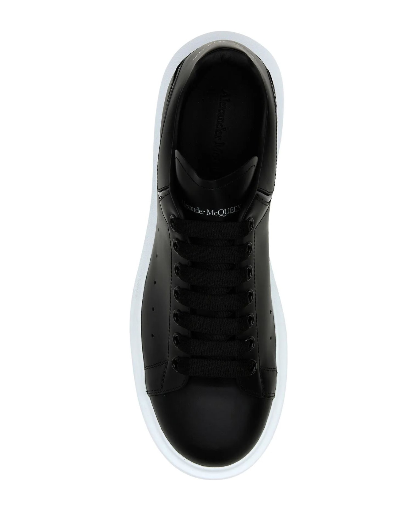 Alexander McQueen Black Leather Sneakers With Black Leather Heel - BLACK スニーカー
