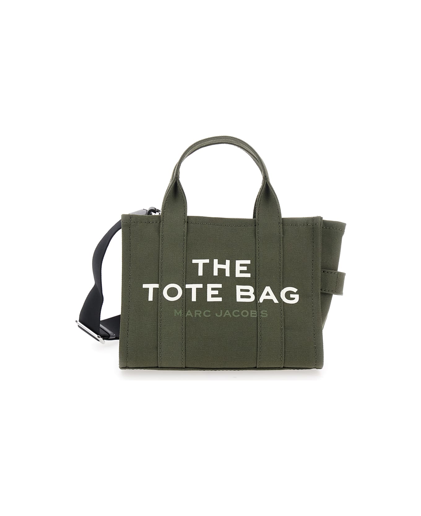 Marc Jacobs 
the Small Tote
 Green Handbag With Logo Lettering On The Front In Cotton Woman - Green