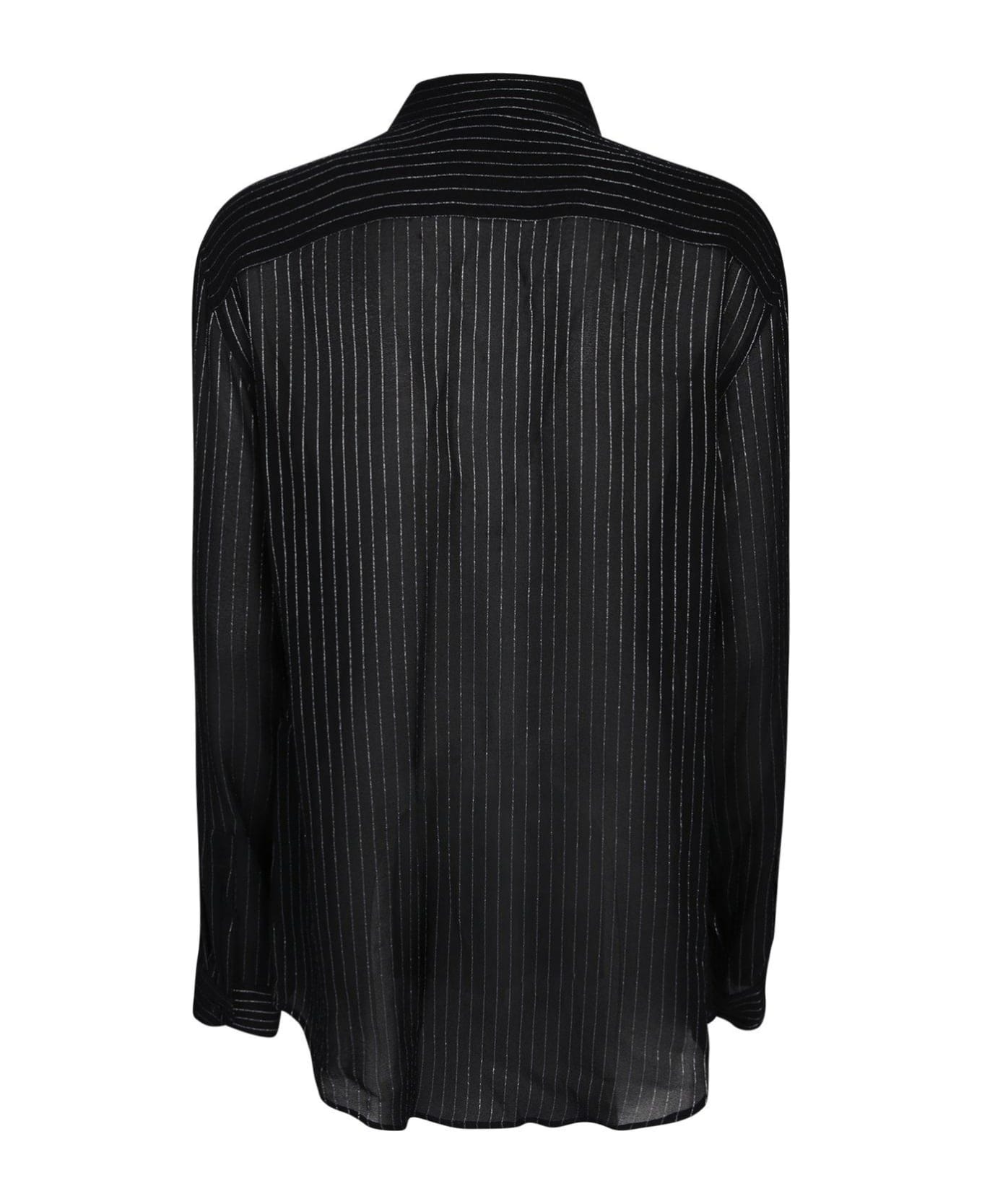 Saint Laurent Striped Long-sleeved Shirt - Black シャツ